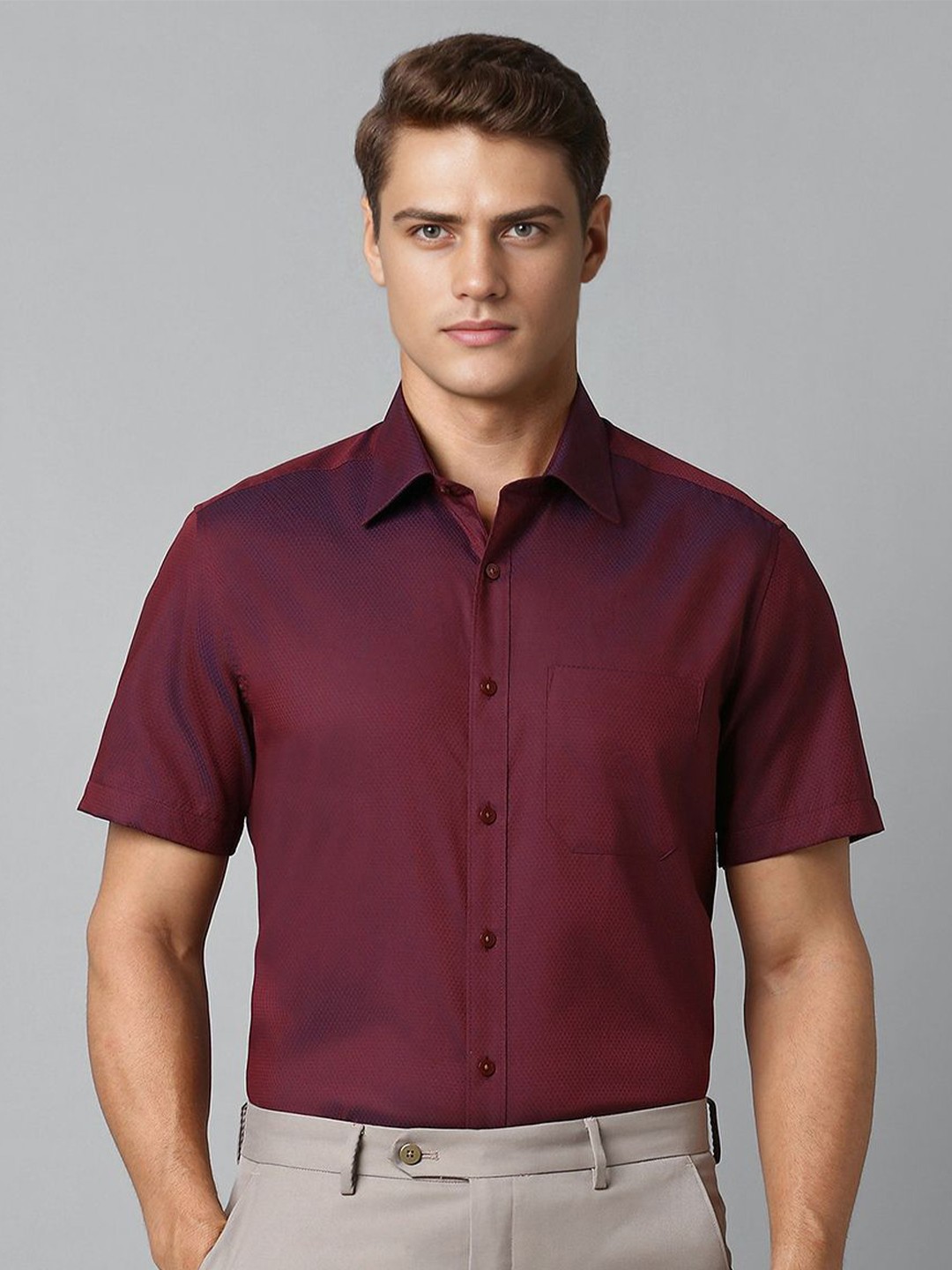 

Louis Philippe Men Opaque Formal Shirt, Maroon