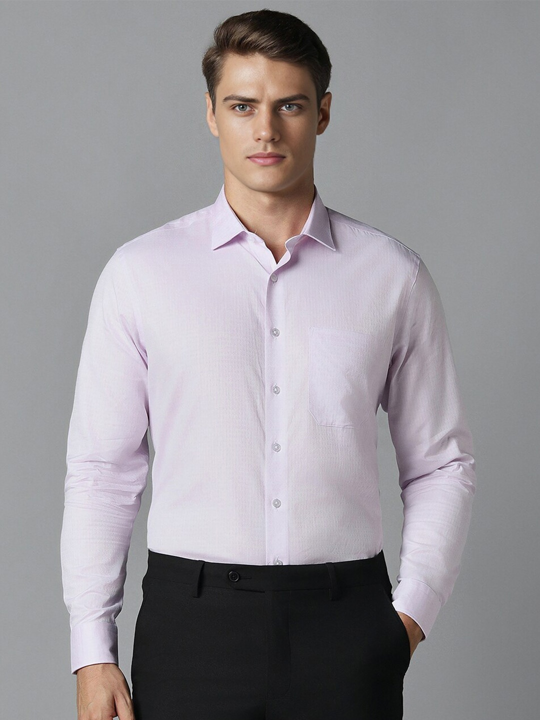 

Louis Philippe Men Slim Fit Opaque Semi Formal Shirt, Purple