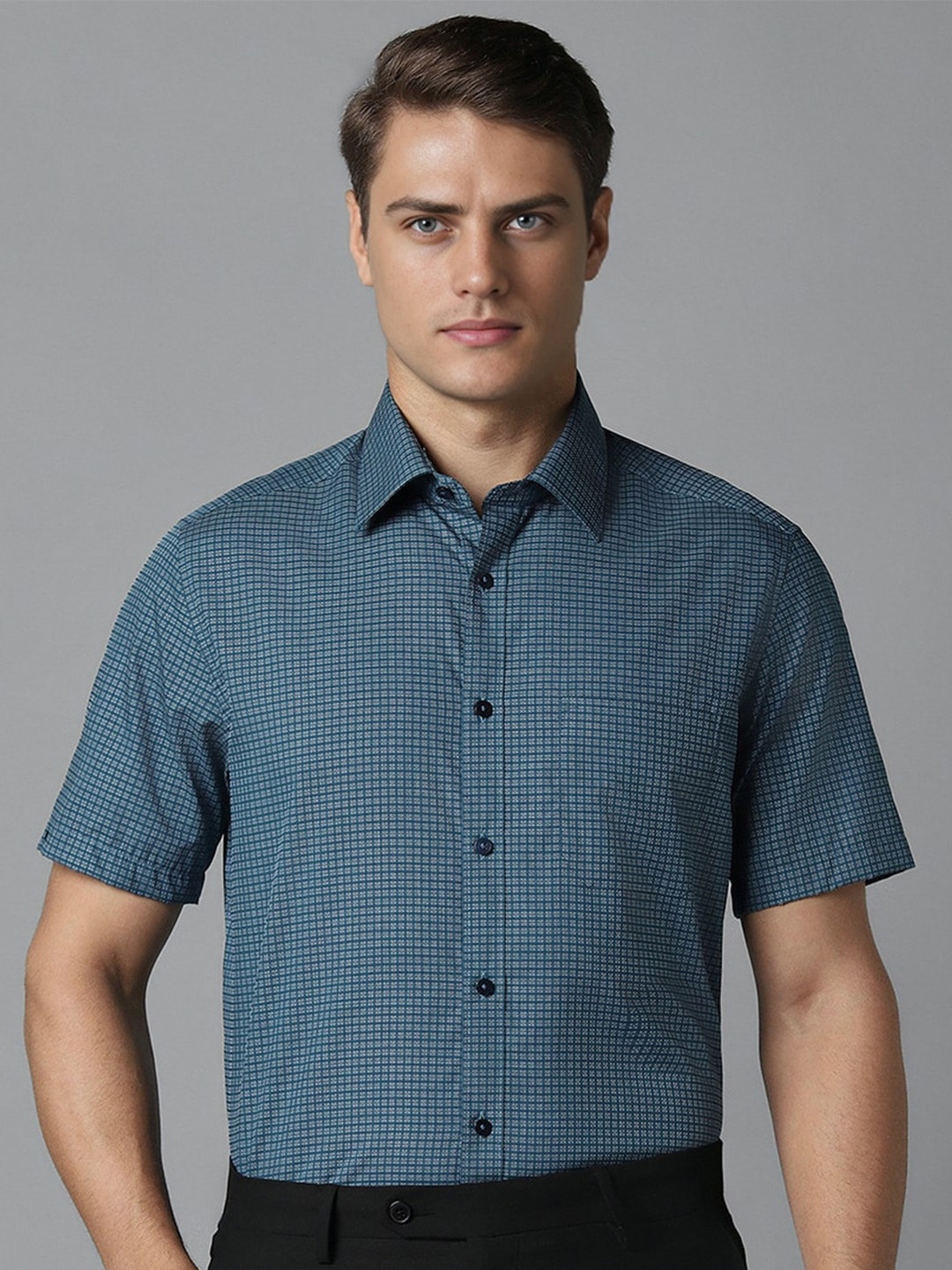 

Louis Philippe Men Opaque Checked Formal Shirt, Blue