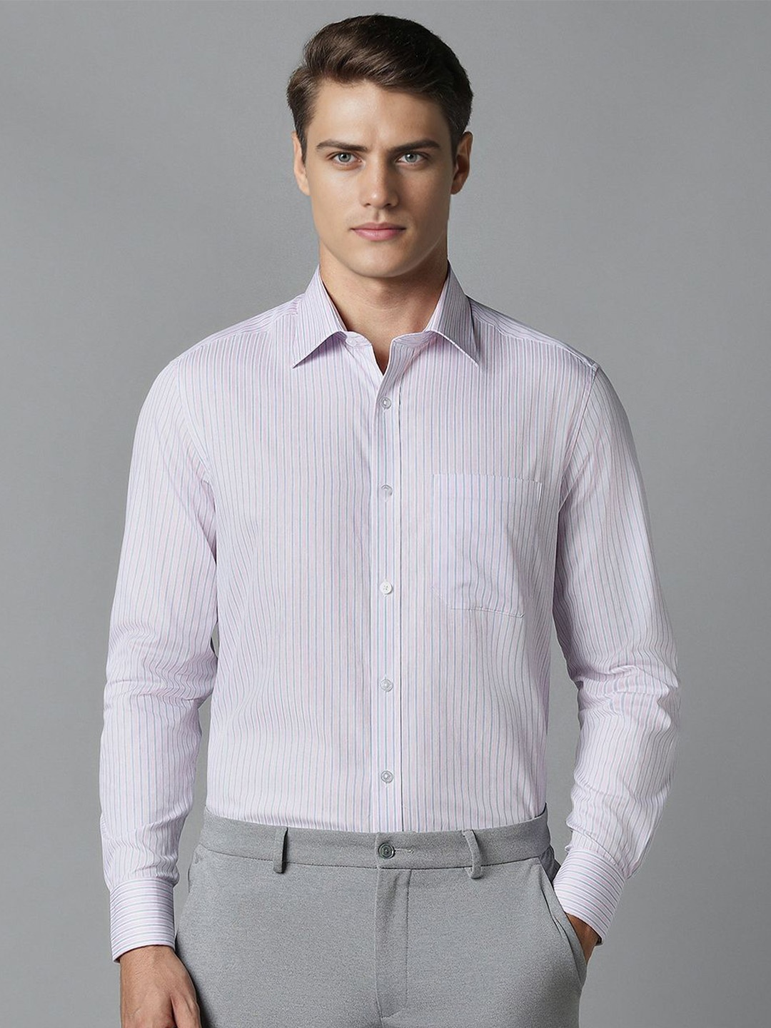 

Louis Philippe Men Vertical Stripes Formal Shirt, Purple