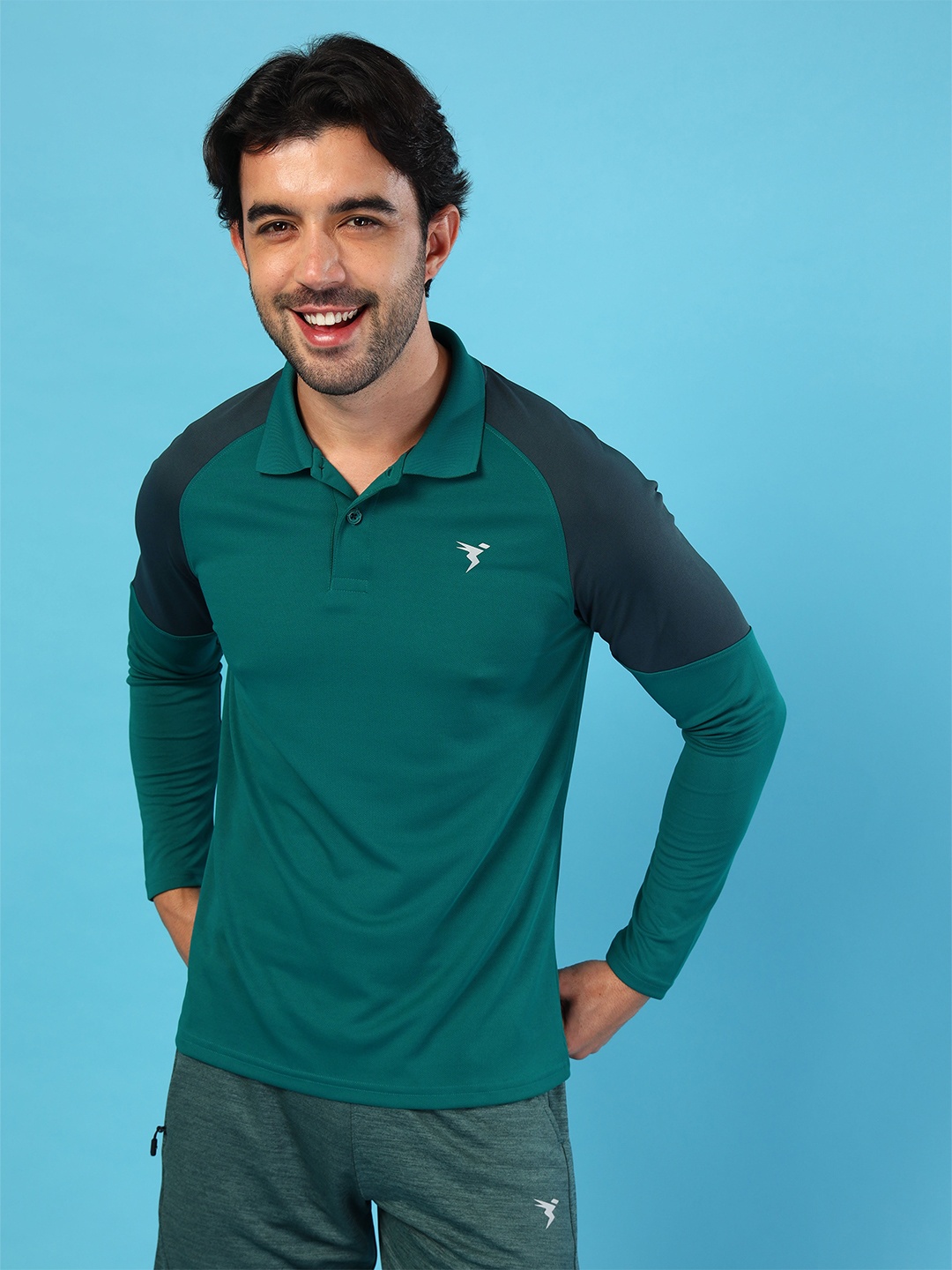 

Technosport Men Colorblock Techno Cool Plus Slim Fit Polo Sports T-shirt, Green