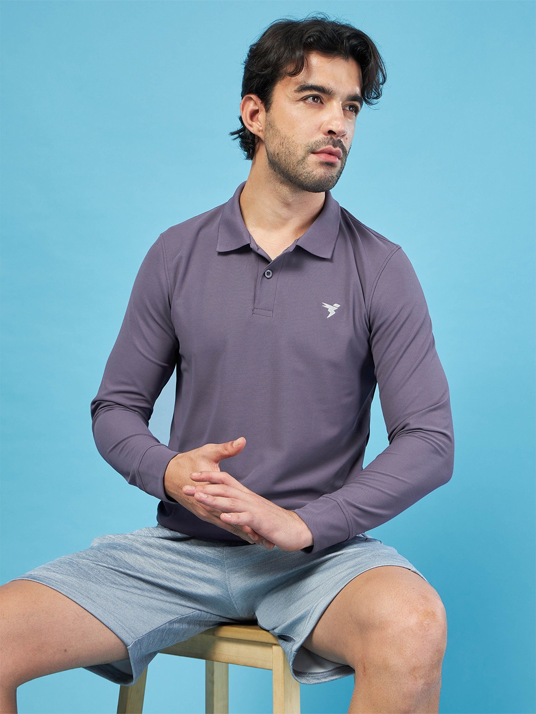 

Technosport Men Polo Collar UPF50 Slim Fit T-shirt, Purple