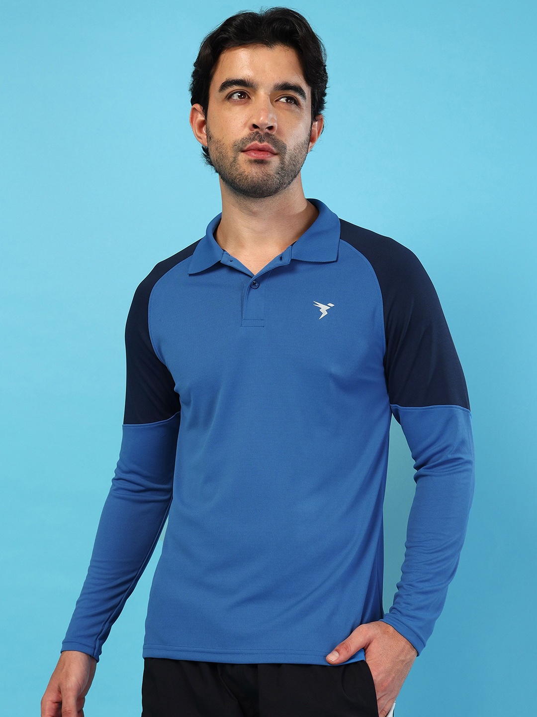 

Technosport Men Colorblock Techno Cool Plus Slim Fit Polo Sports T-shirt, Blue