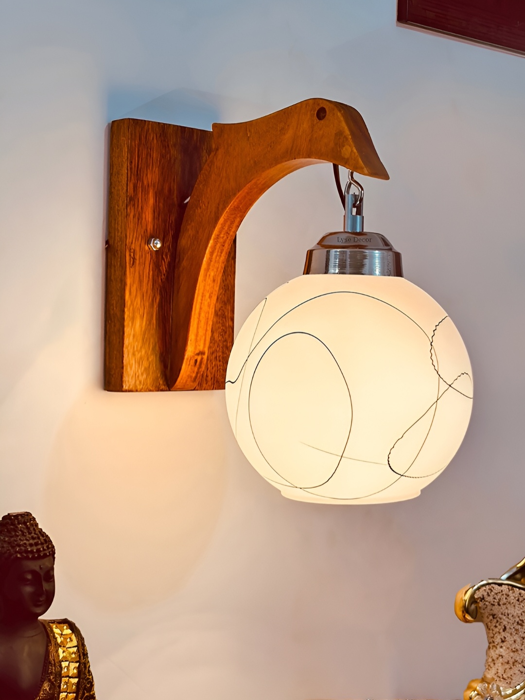 Lyse Decor Brown Wood Wall Lamp