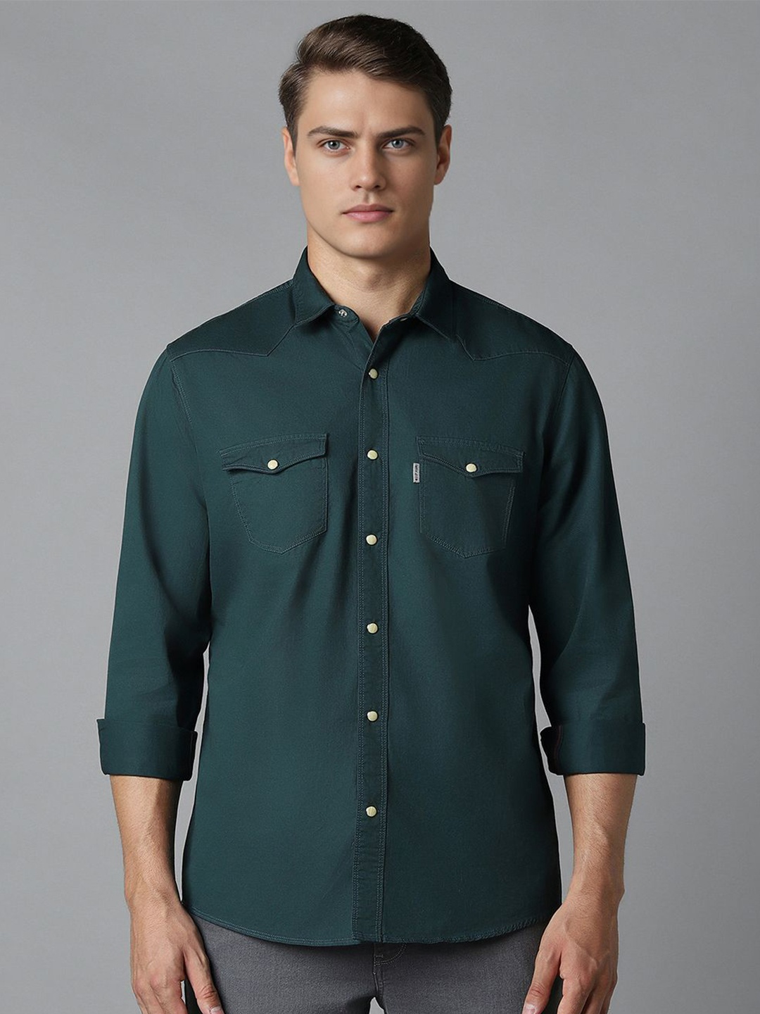 

Louis Philippe Jeans Men Slim Fit Opaque Casual Shirt, Green