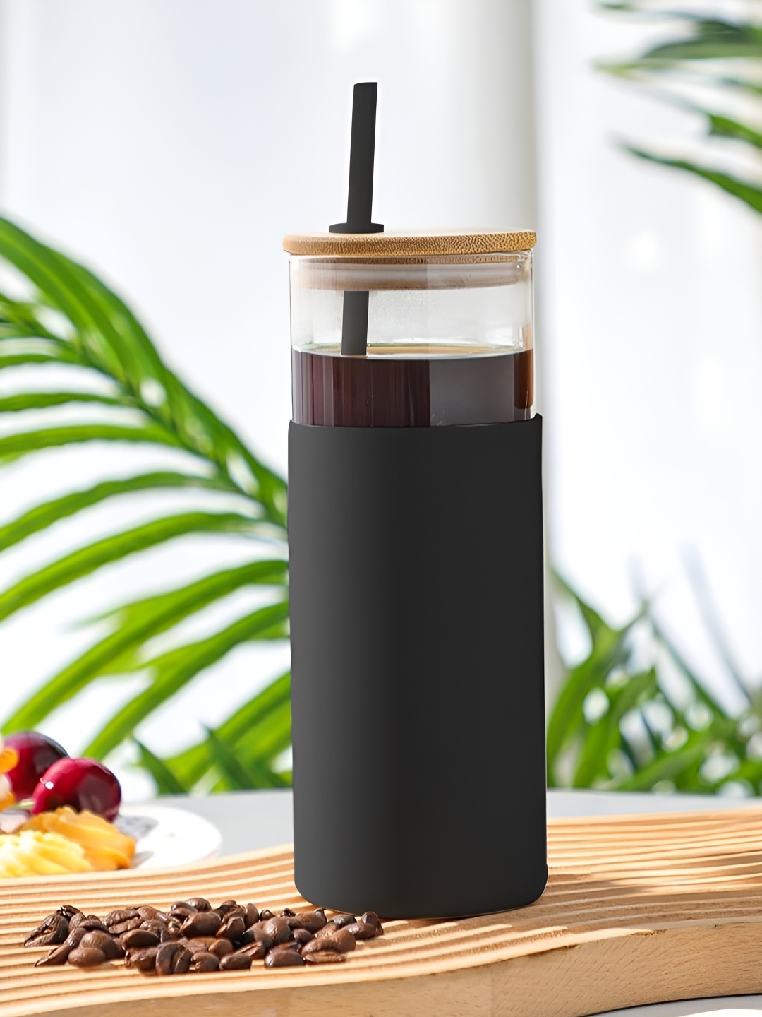 

Yogarise Black Single Glass Solid Water Bottle