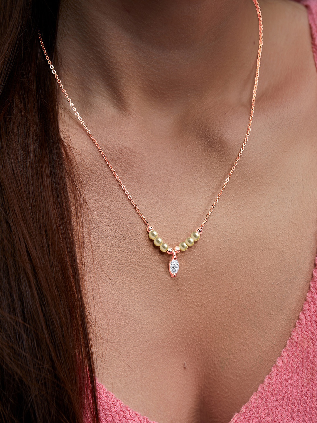 

MINUTIAE Women Brass Rose Gold-Plated Handcrafted Necklace