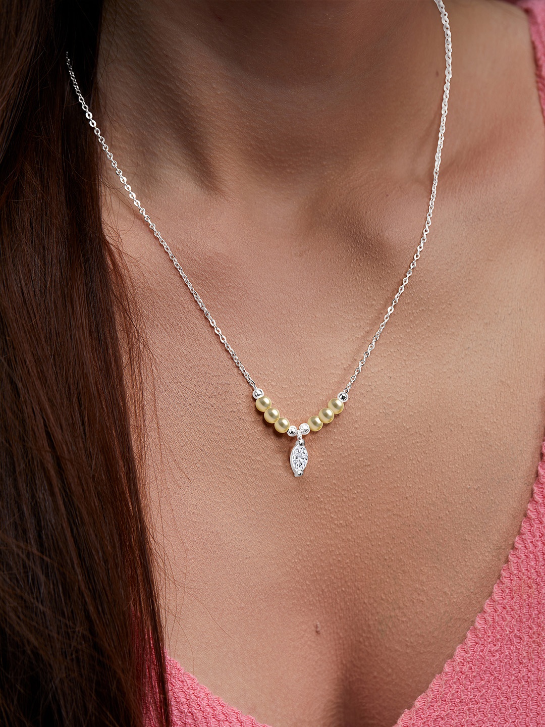 

MINUTIAE Women Brass Silver-Plated Handcrafted Necklace