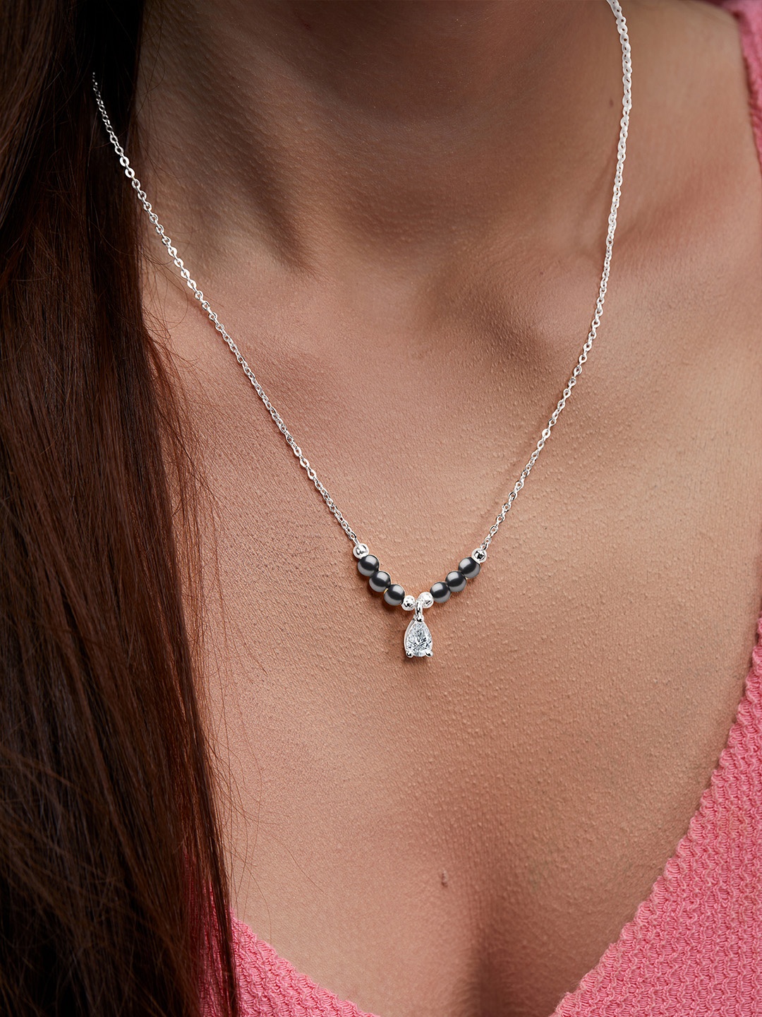 

MINUTIAE Women Brass Silver-Plated Handcrafted Necklace With Chain