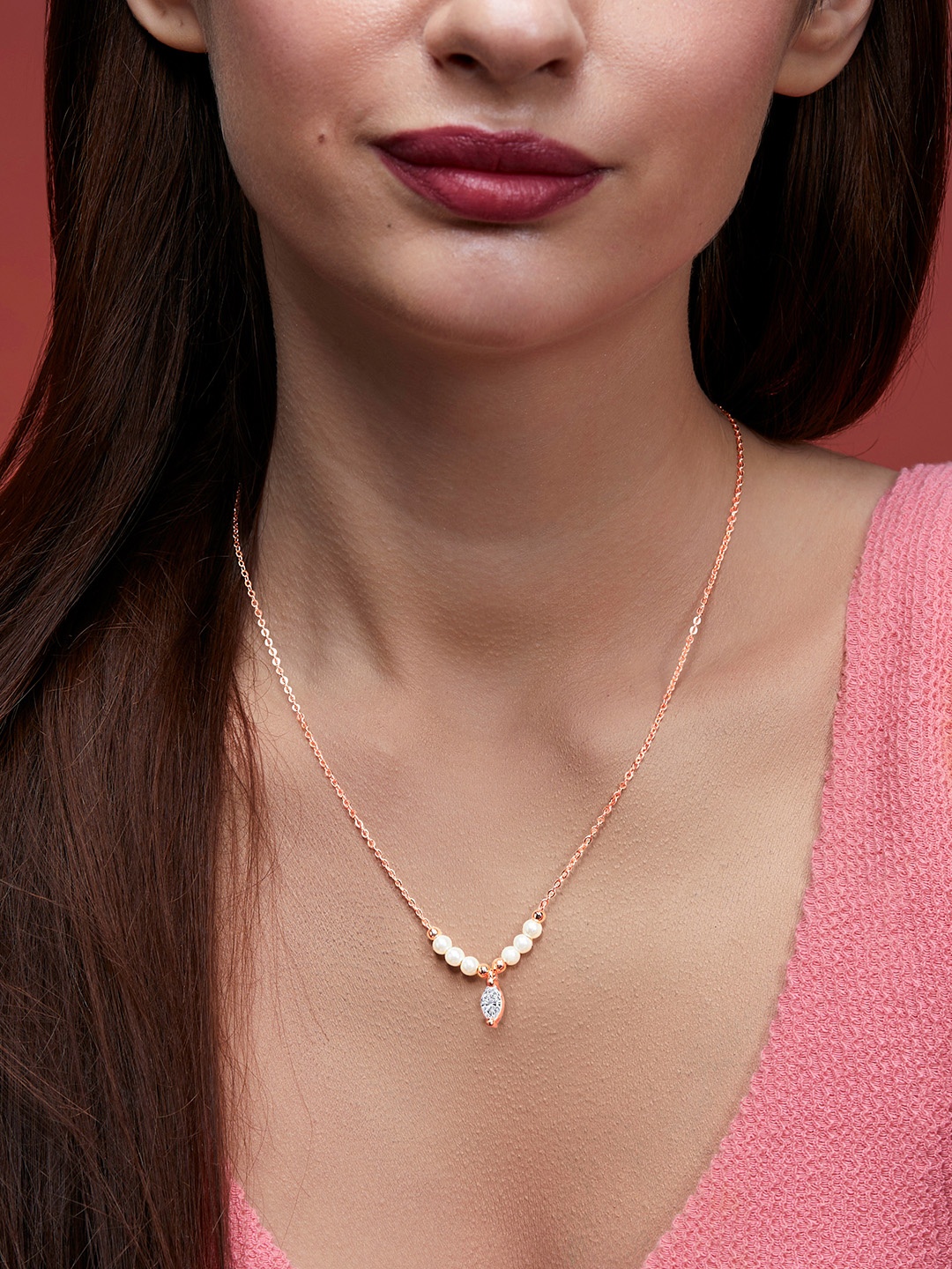 

MINUTIAE Women Brass Rose Gold-Plated Handcrafted Necklace