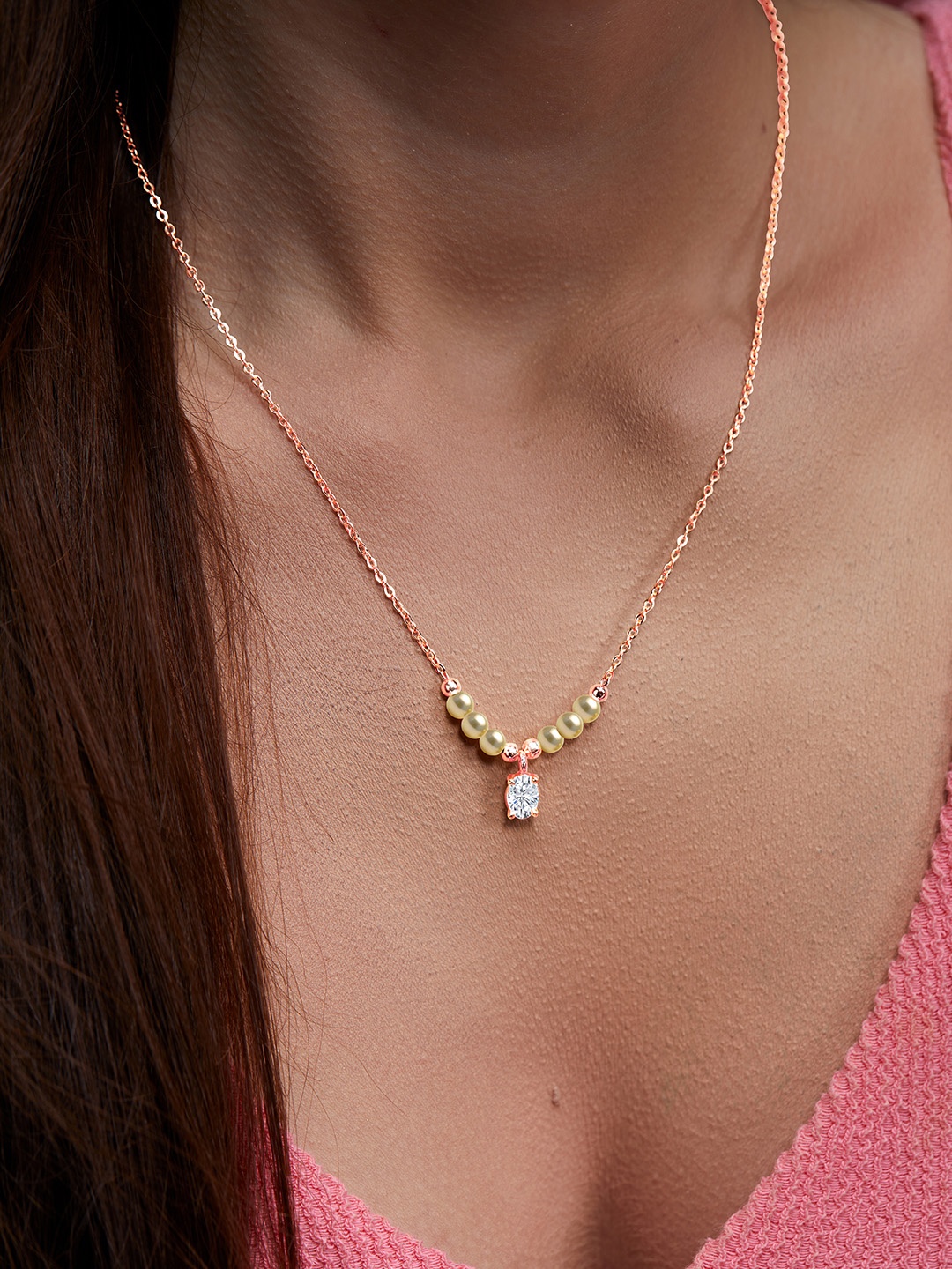 

MINUTIAE Brass Rose Gold-Plated Handcrafted Necklace