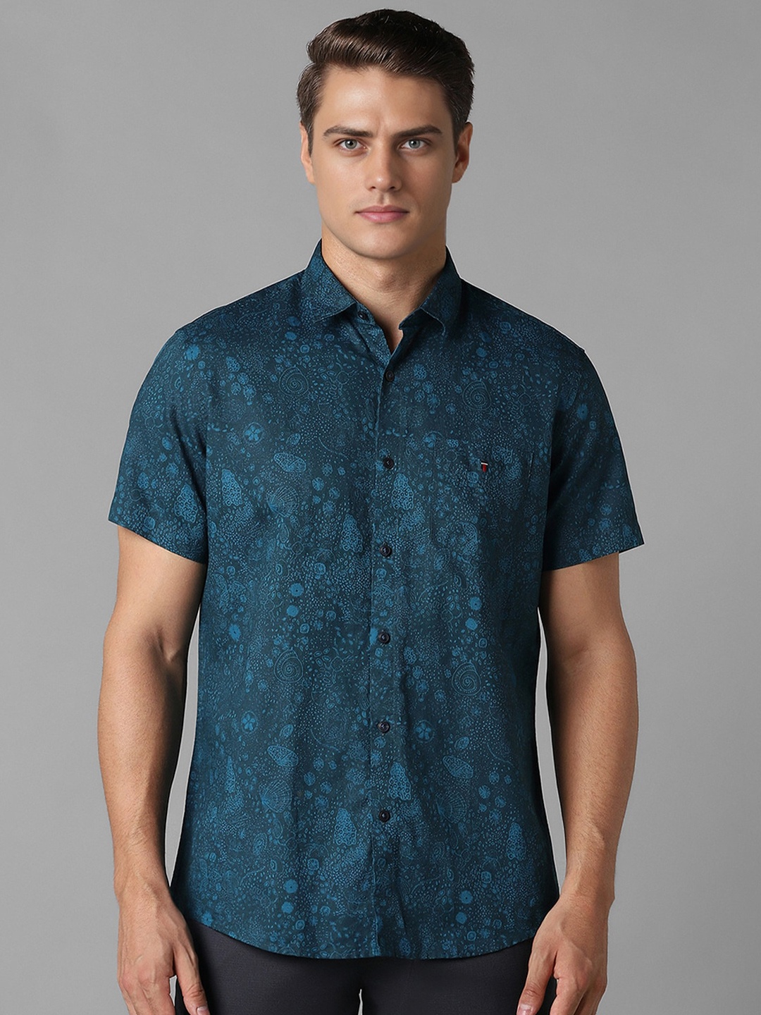 

Louis Philippe Sport Men Slim Fit Opaque Printed Casual Shirt, Teal