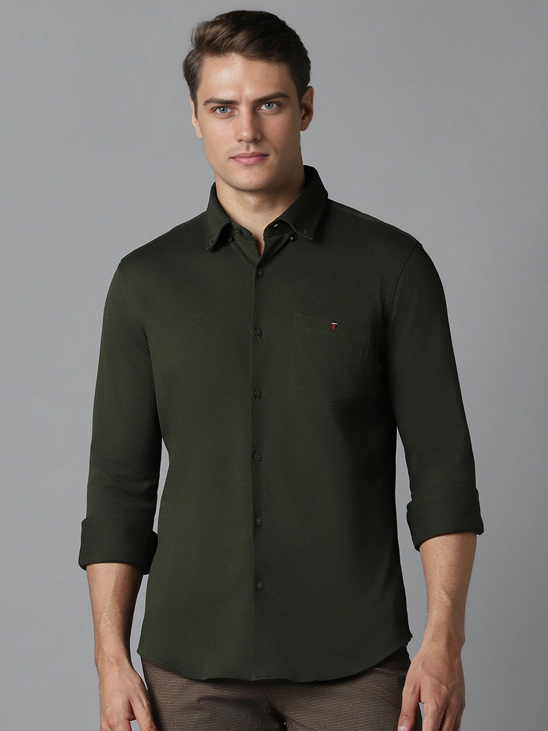 

Louis Philippe Sport Men Slim Fit Opaque Casual Shirt, Olive