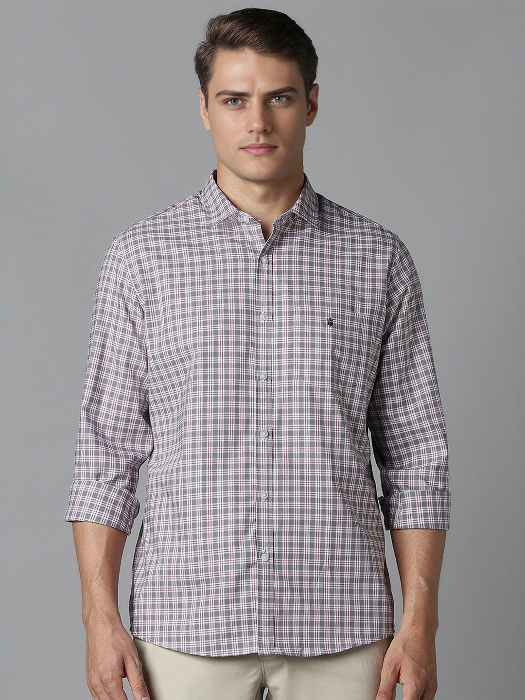 

Louis Philippe Sport Men Slim Fit Opaque Checked Casual Shirt, Grey