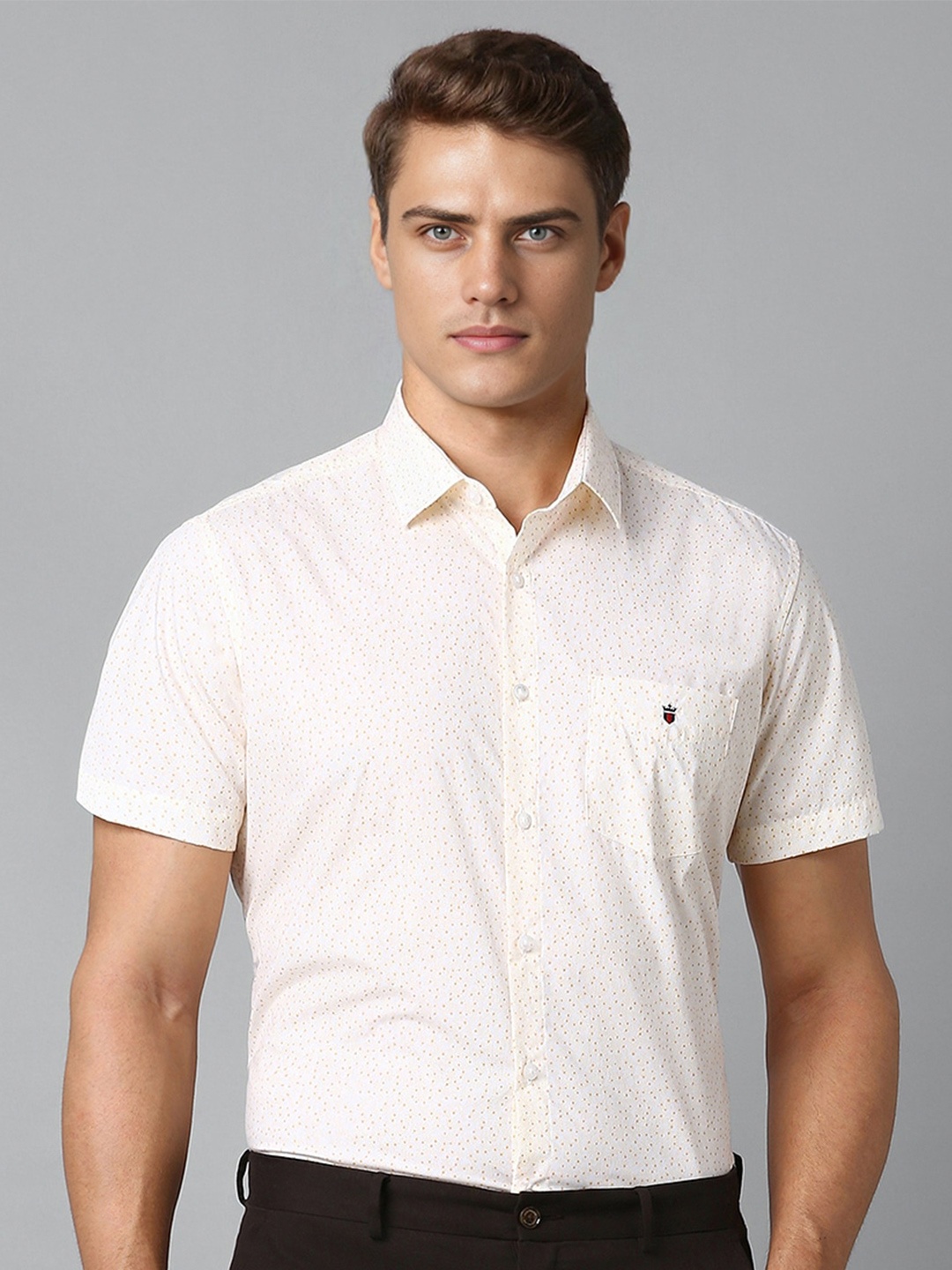

Louis Philippe Sport Slim Fit Printed Cotton Casual Shirt, Cream