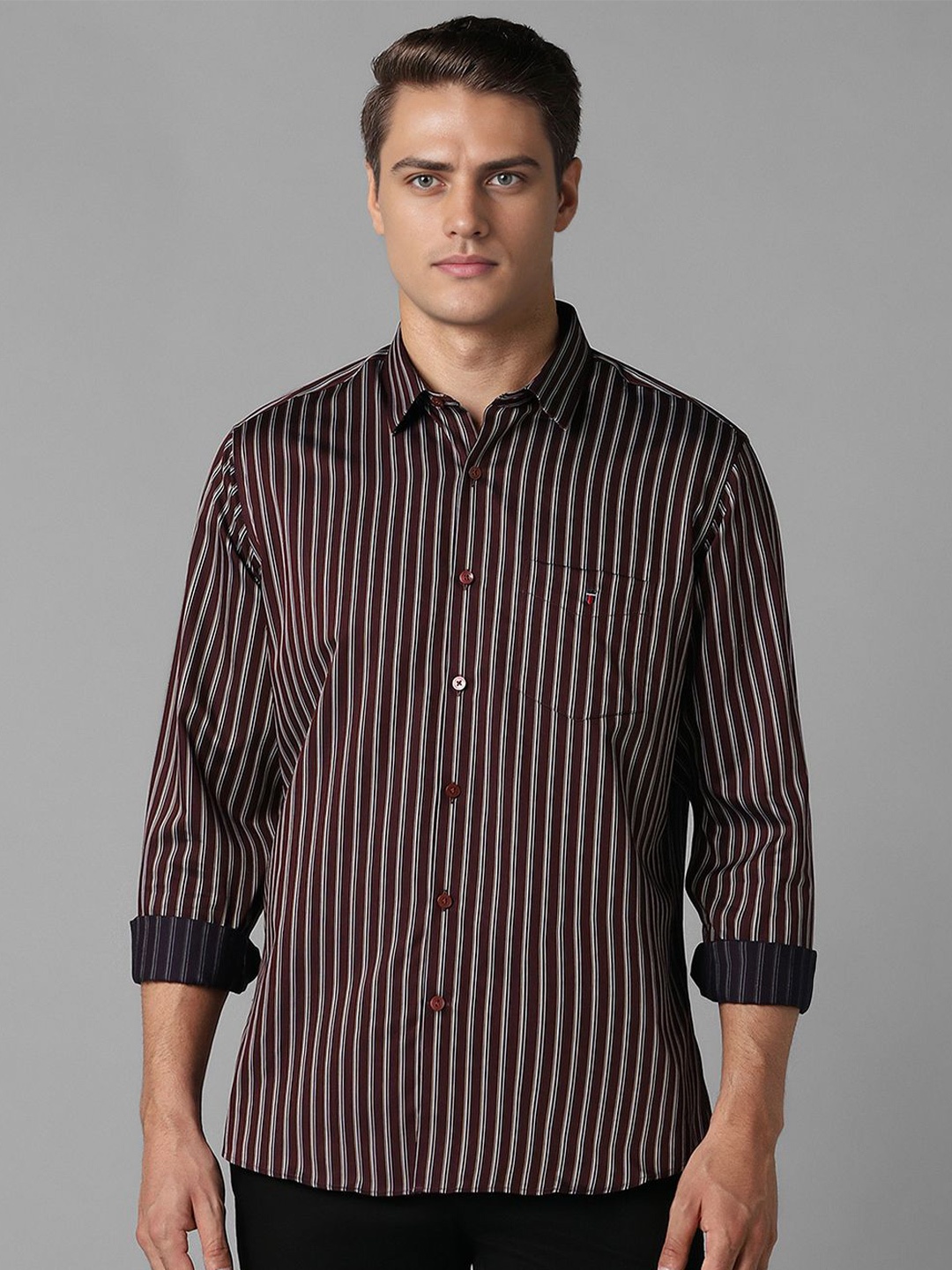 

Louis Philippe Sport Slim Fit Striped Cotton Casual Shirt, Maroon