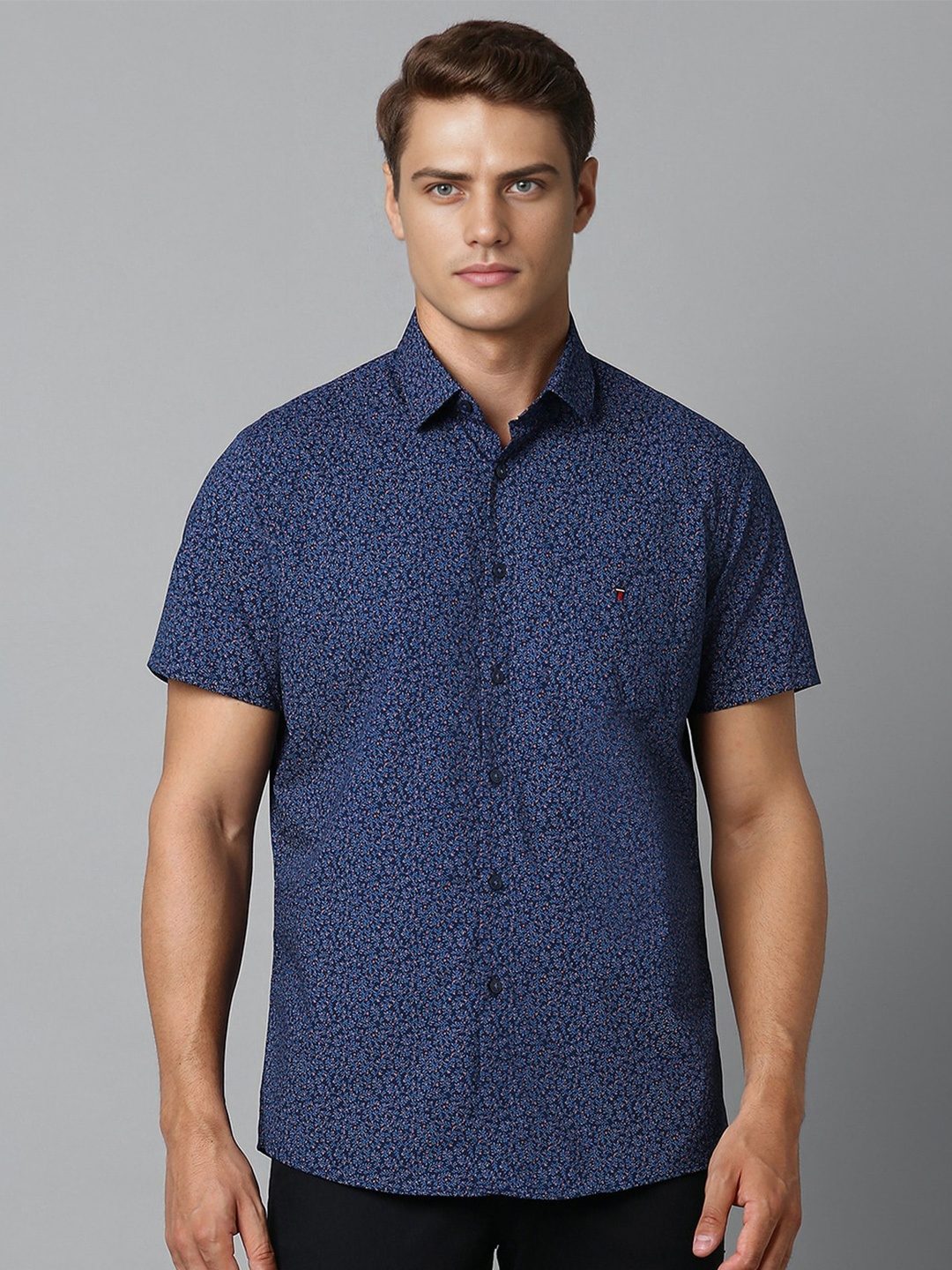

Louis Philippe Sport Slim Fit Floral Printed Cotton Casual Shirt, Navy blue