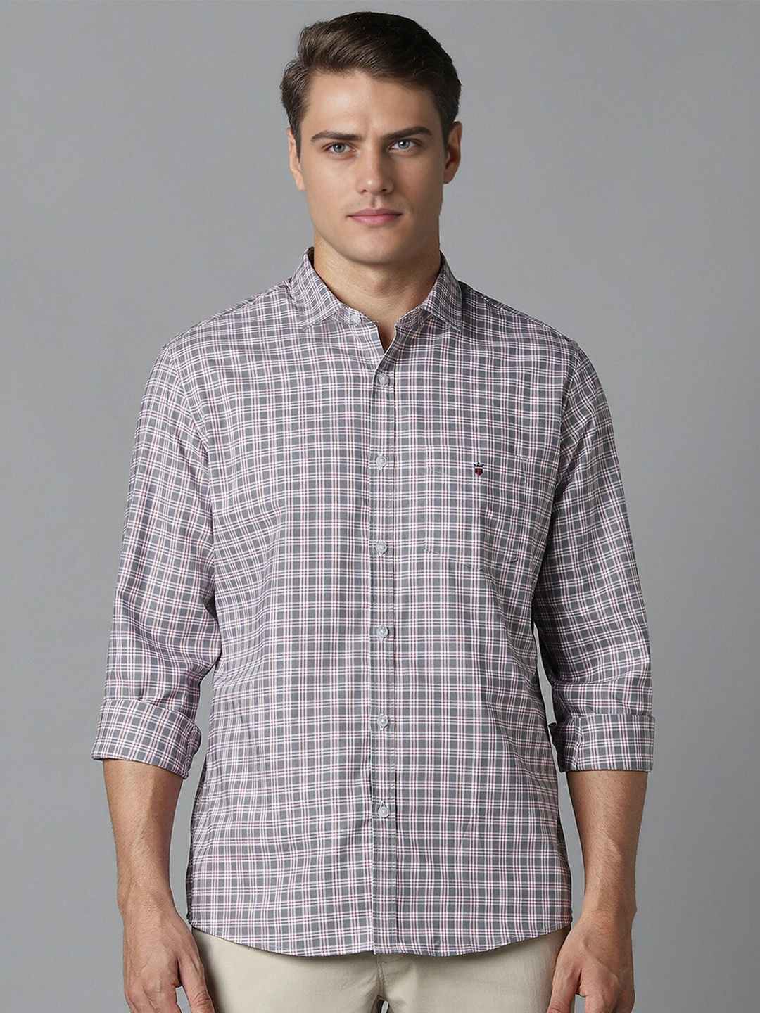 

Louis Philippe Sport Cutaway Collar Slim Fit Cotton Casual Shirt, Grey