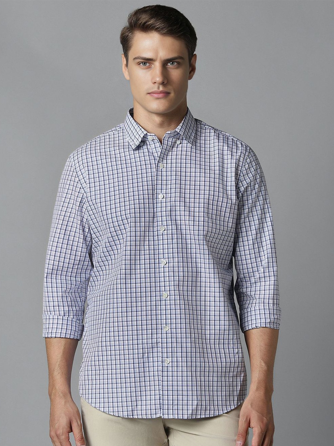 

Luxure by Louis Philippe Slim Fit Checked Cotton Formal Shirt, Blue