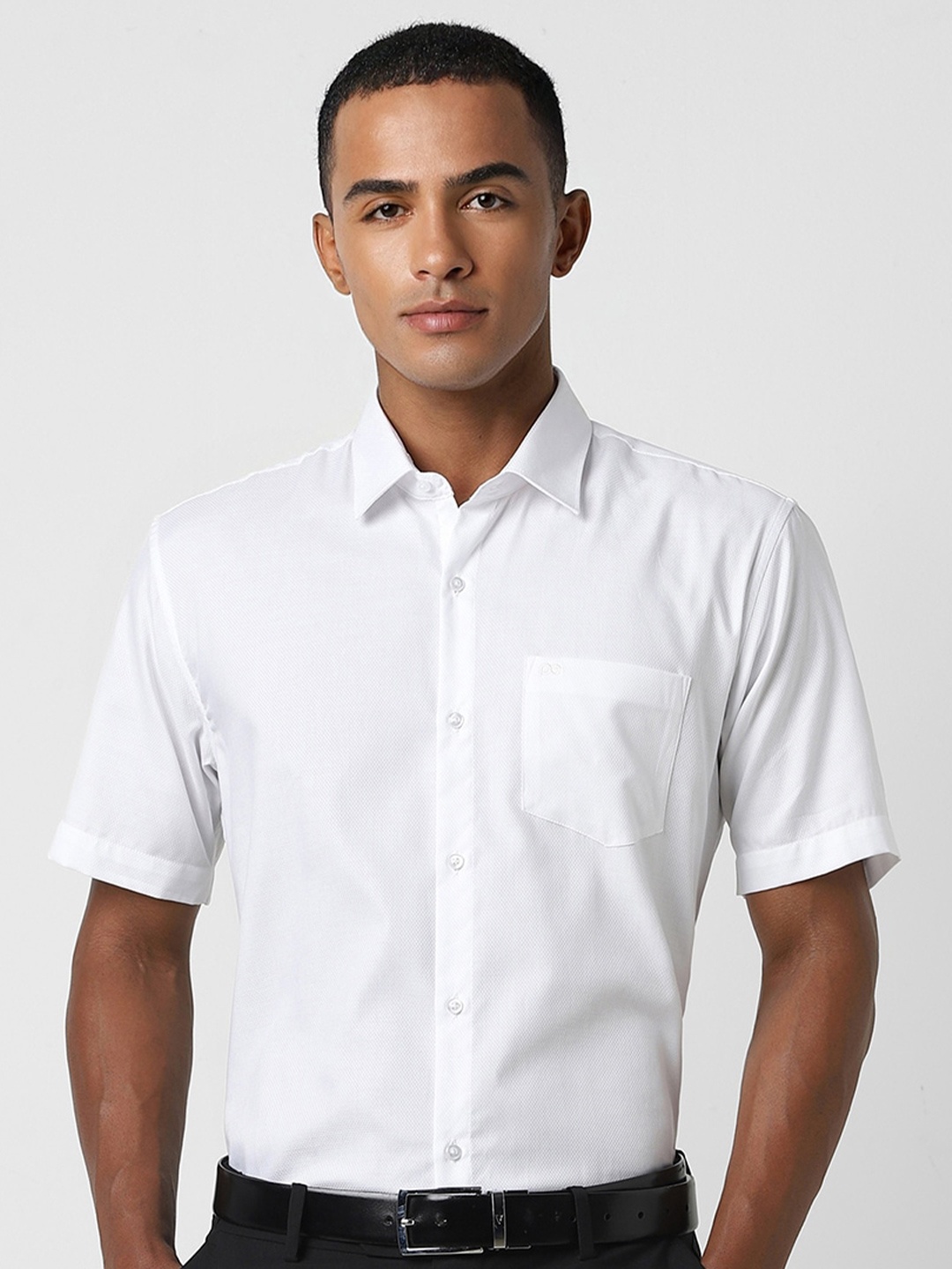 

Peter England Self Design Spread Collar Formal Shirt, White