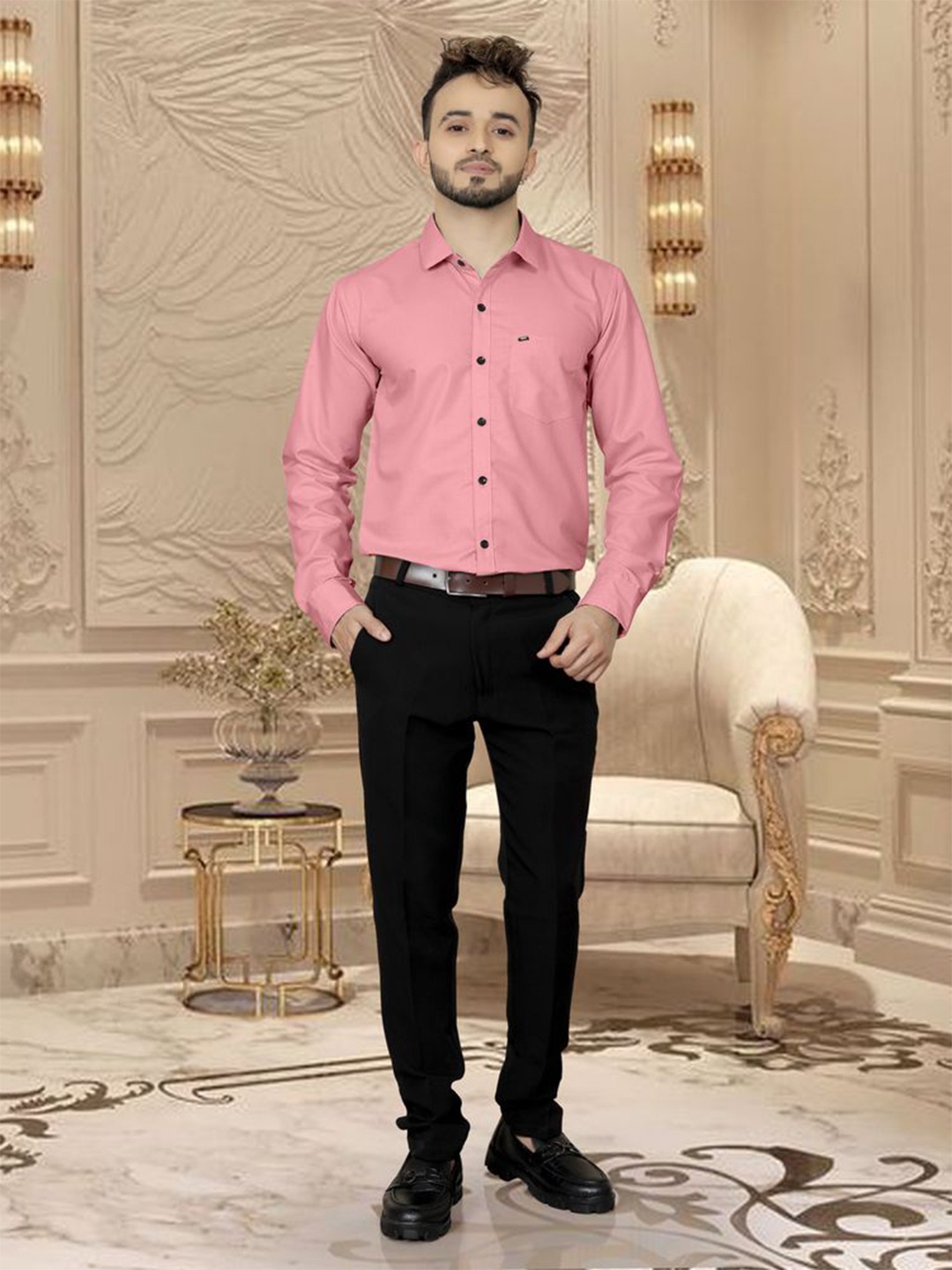 

Fashion FRICKS Men Opaque Casual Shirt, Pink