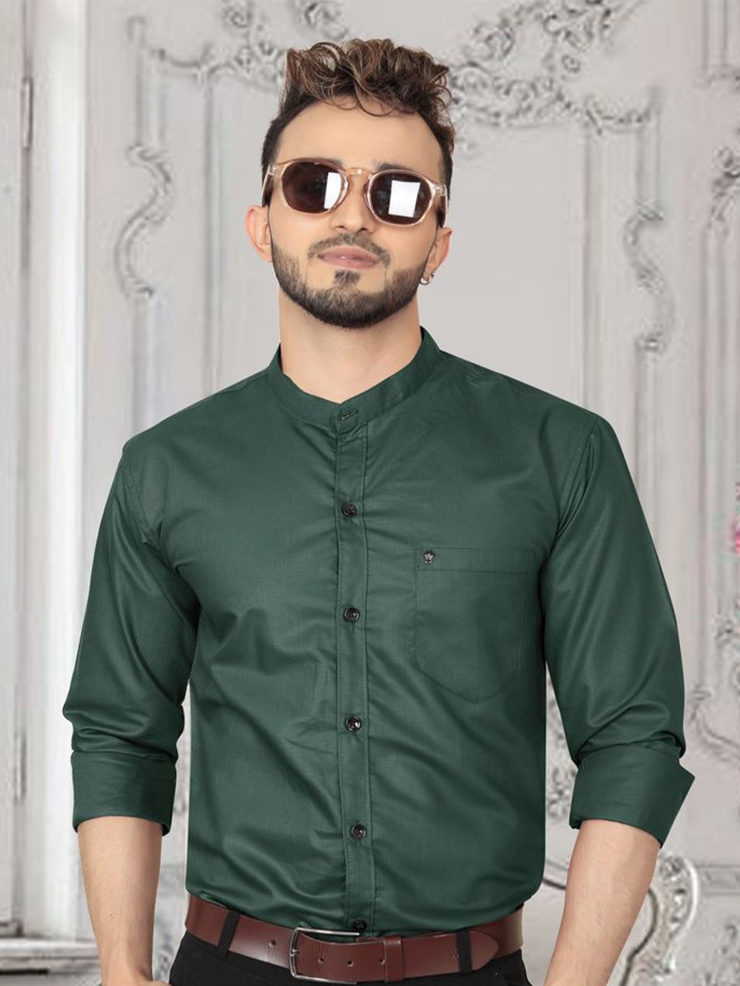 

Fashion FRICKS Men Opaque Casual Shirt, Green