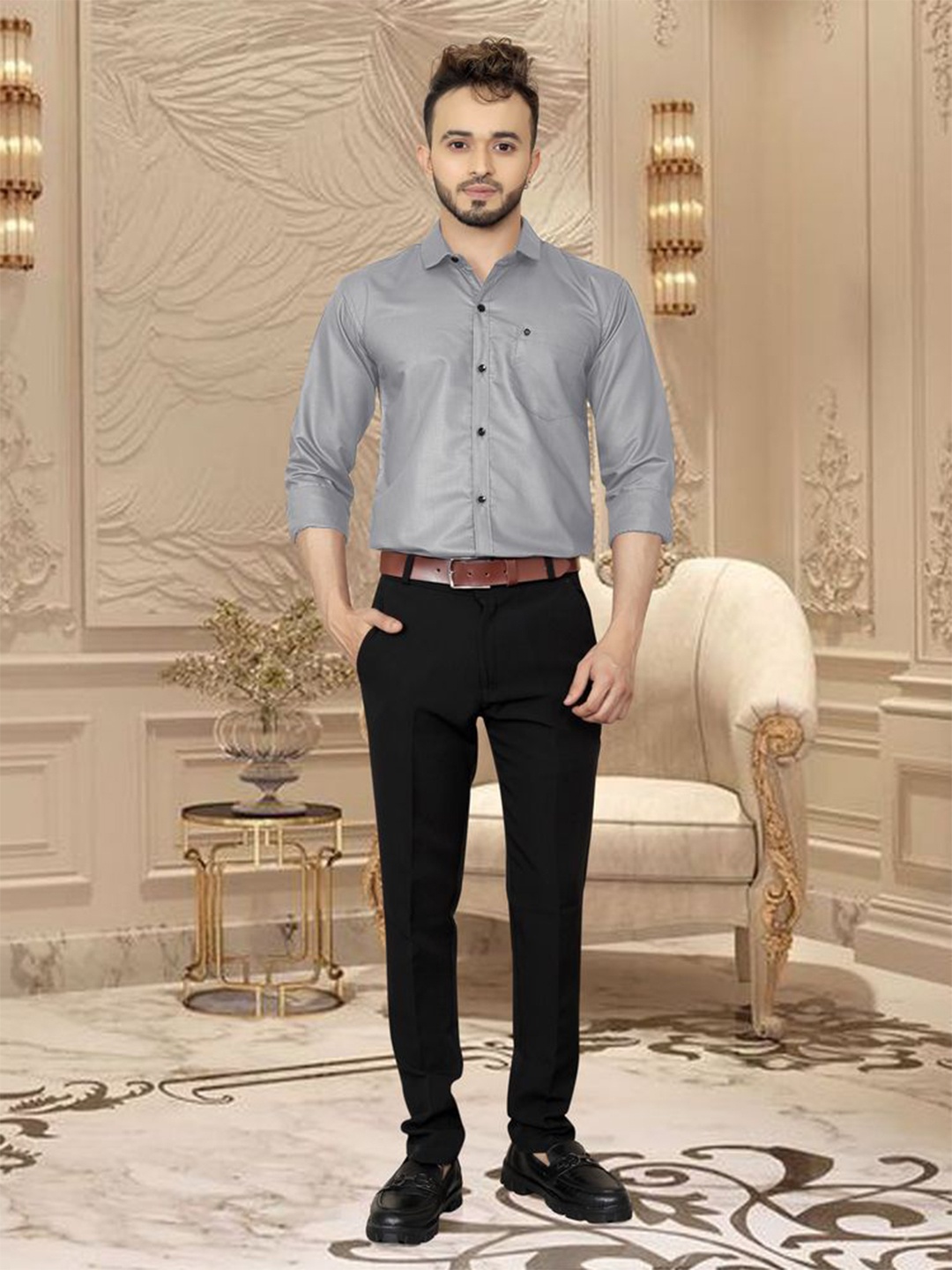 

Fashion FRICKS Cotton Full Sleeve Shirt, Grey
