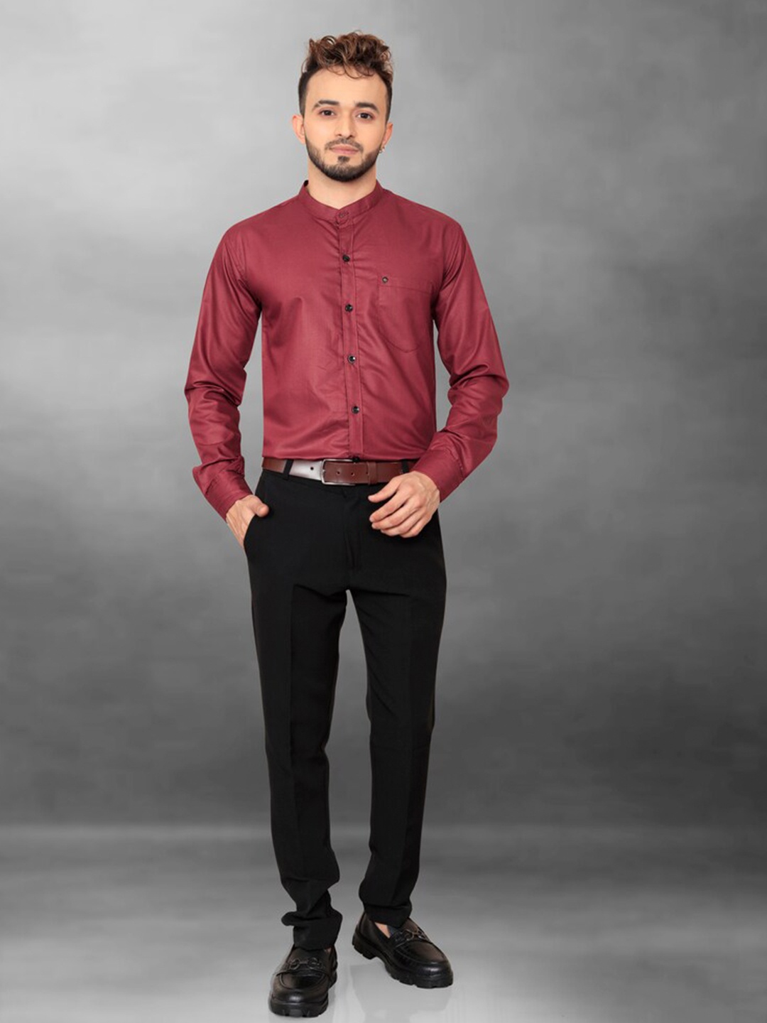 

Fashion FRICKS Men Opaque Casual Shirt, Maroon