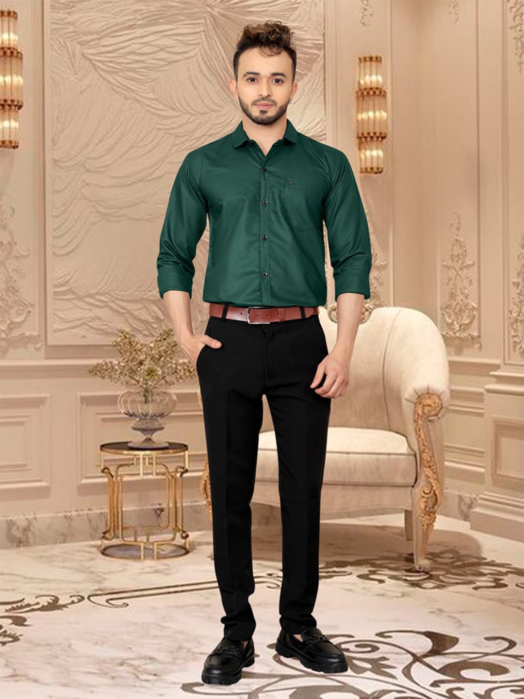 

Fashion FRICKS Cotton Full Sleeve Shirt, Green