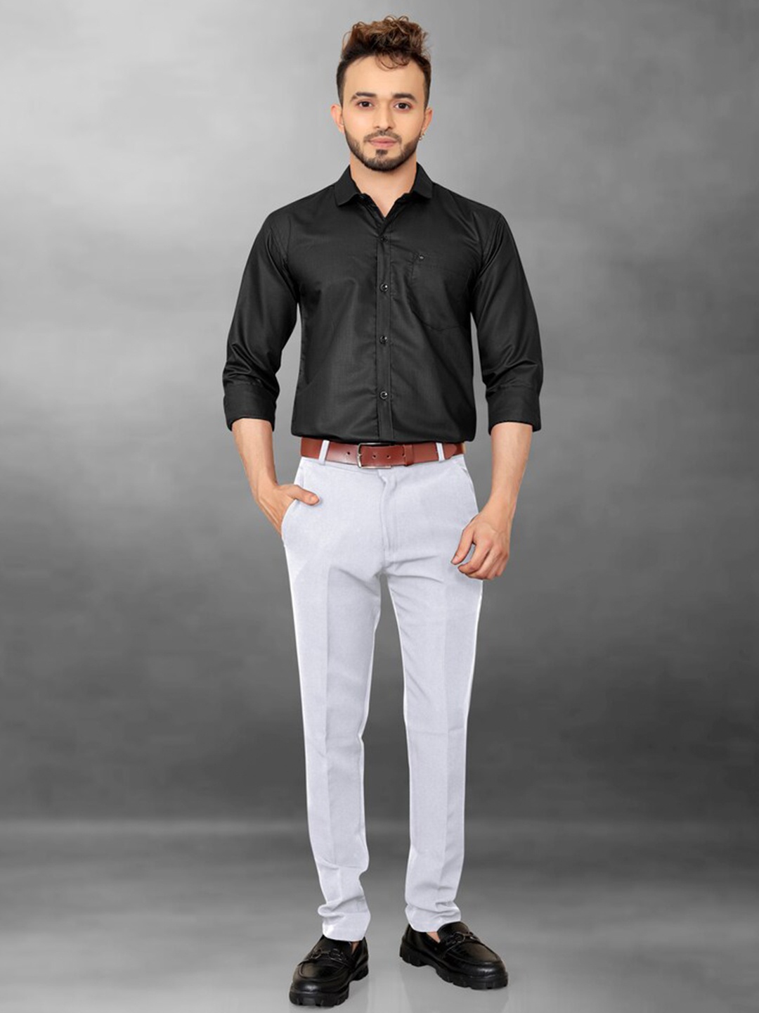 

Fashion FRICKS Men Opaque Casual Shirt, Black