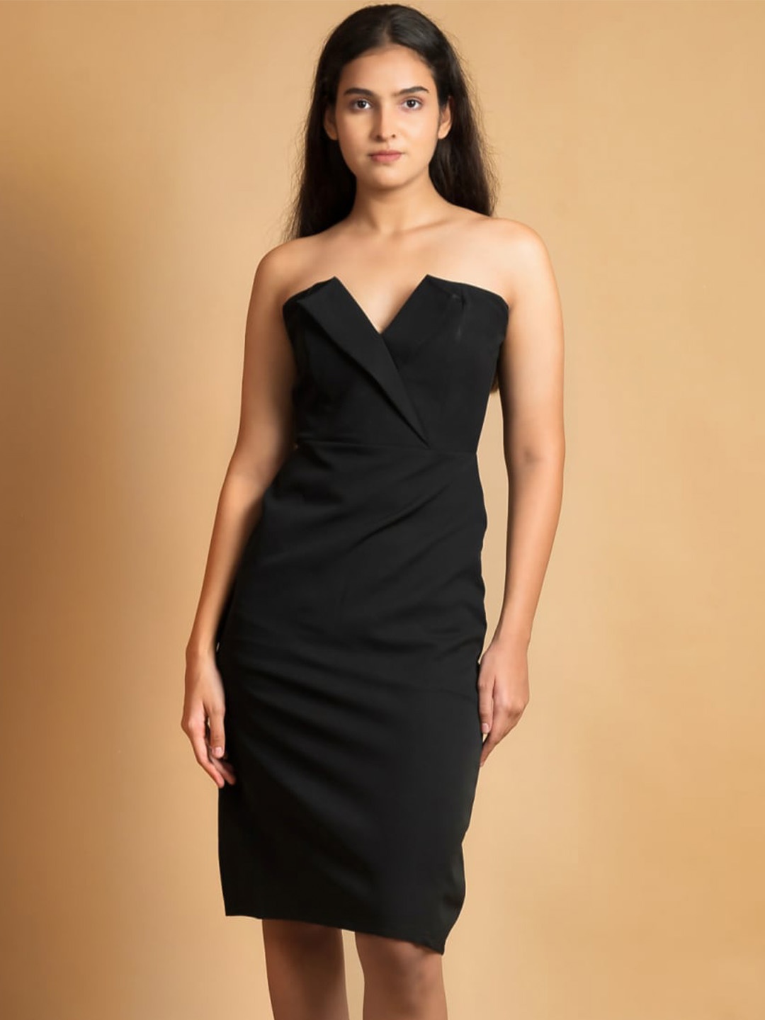 

Womenue Crepe Sheath Dress, Black