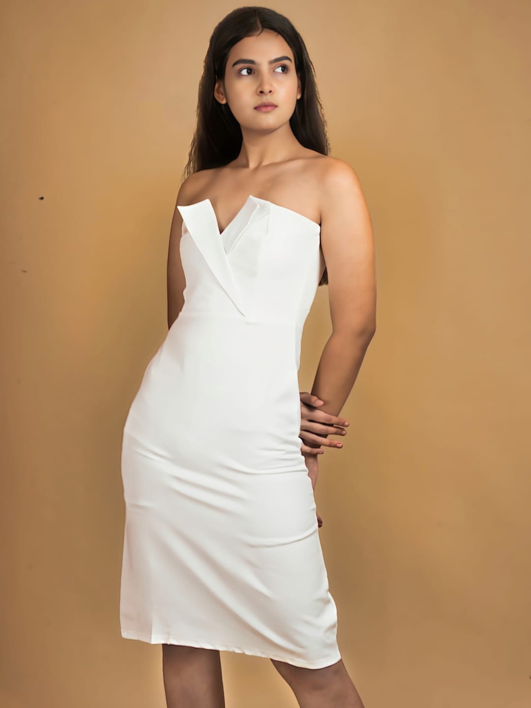 

Womenue Strapless Sheath Dress, White