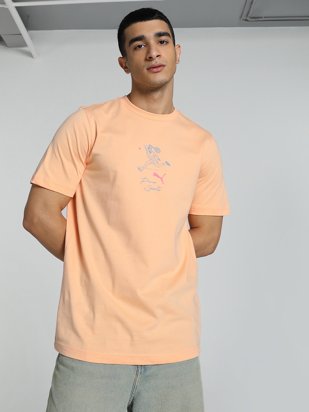 

Puma Team Graphic Printed T-shirt, Peach