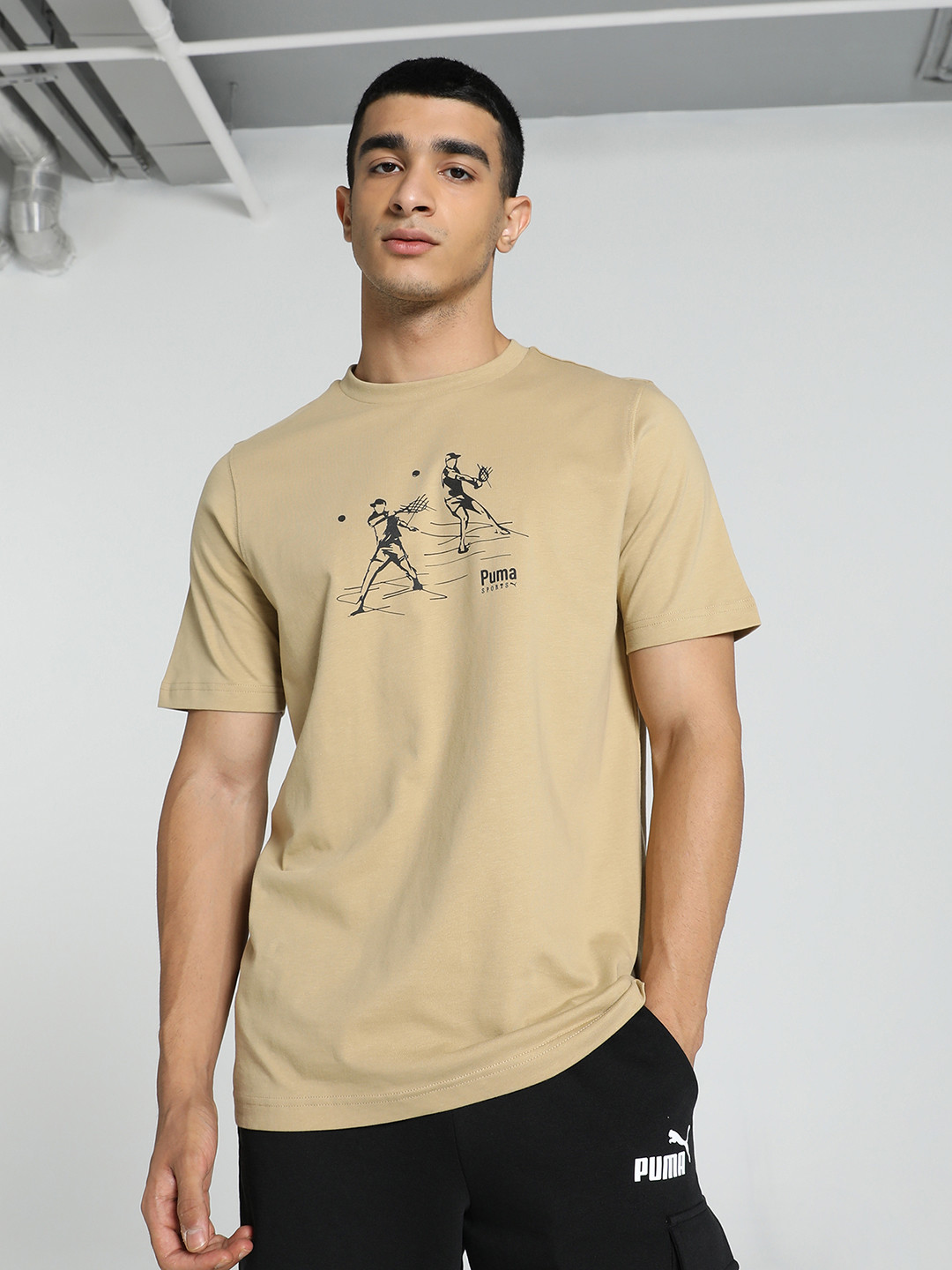

Puma Team Graphic Printed T-shirt, Beige