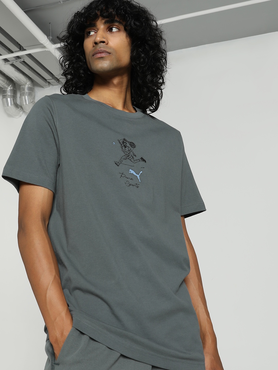 

Puma Team Graphic Printed T-shirt, Grey