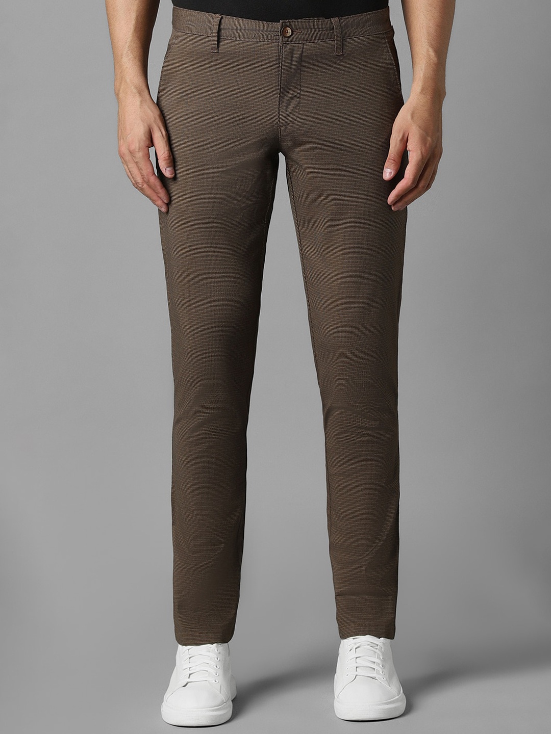 

Louis Philippe Sport Men Textured Slim Fit Trousers, Brown
