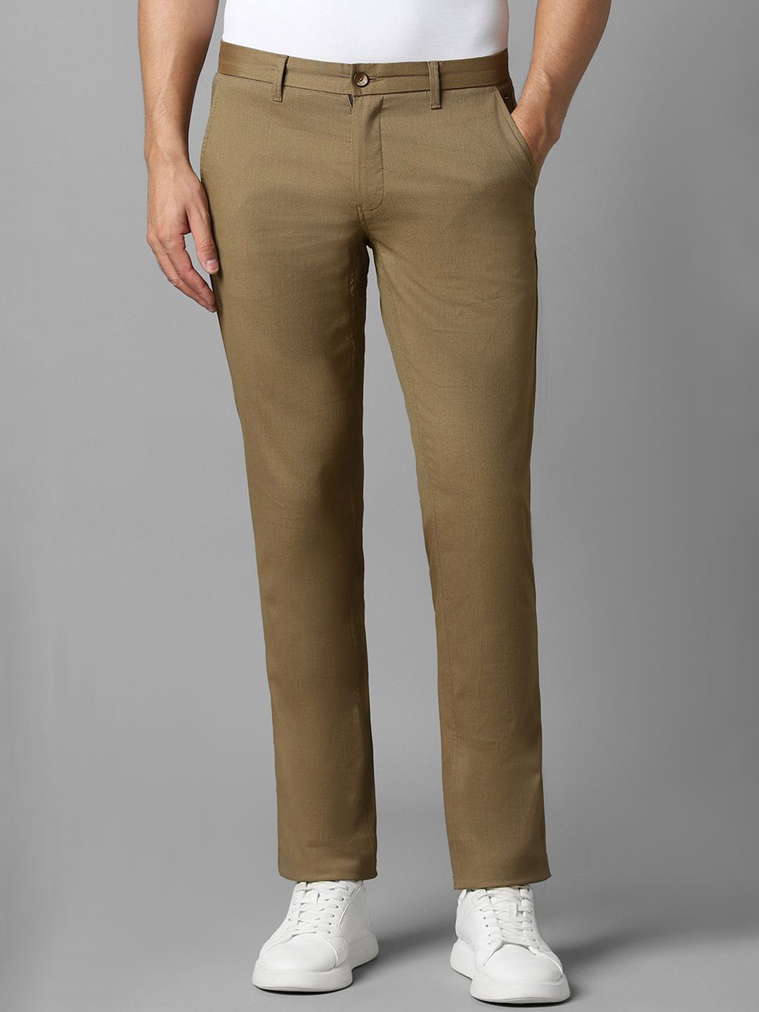 

Louis Philippe Sport Men Textured Slim Fit Chinos Trousers, Brown