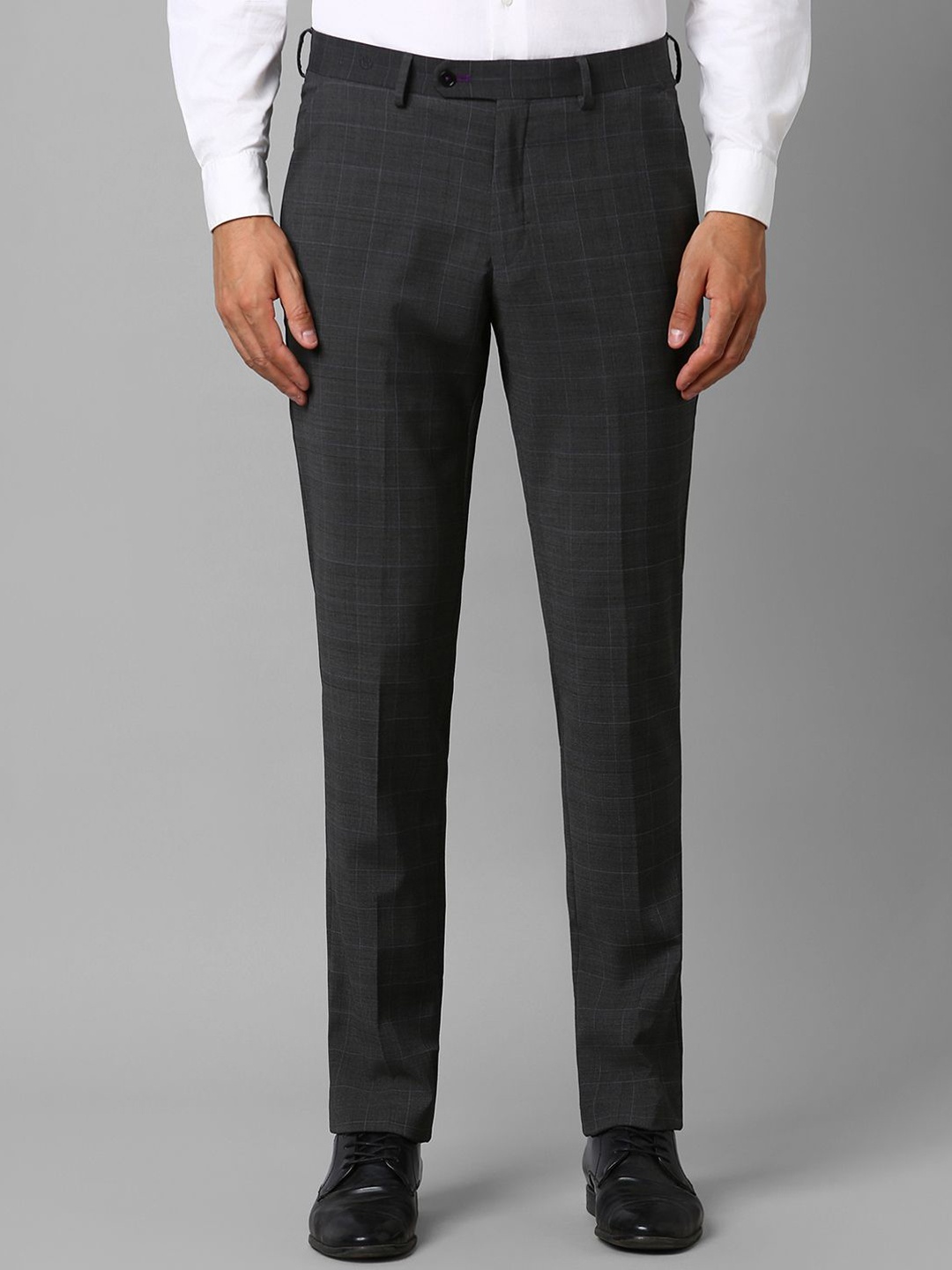 

Luxure by Louis Philippe Men Checked Slim Fit Trousers, Grey