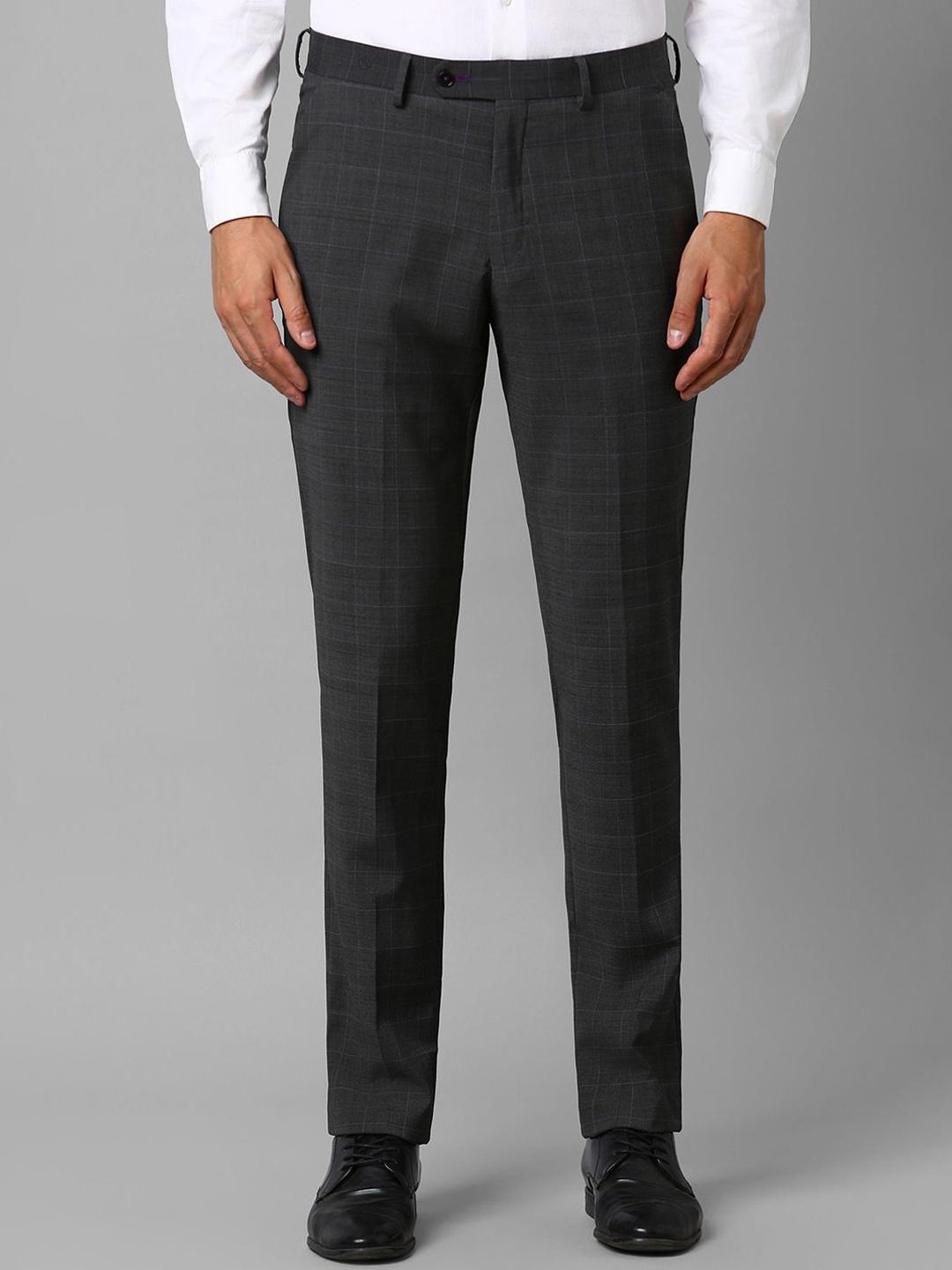 

Luxure by Louis Philippe Men Checked Slim Fit Formal Trousers, Grey