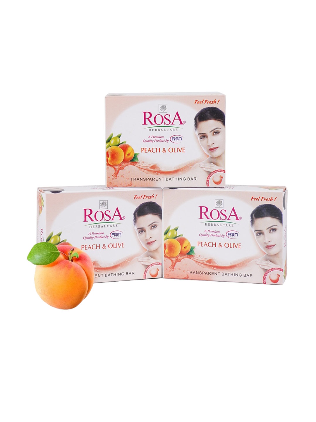 

ROSA Herbalcare Set Of 3 Peach & Olive Gel Bathing Bar - 100 g Each, Pink