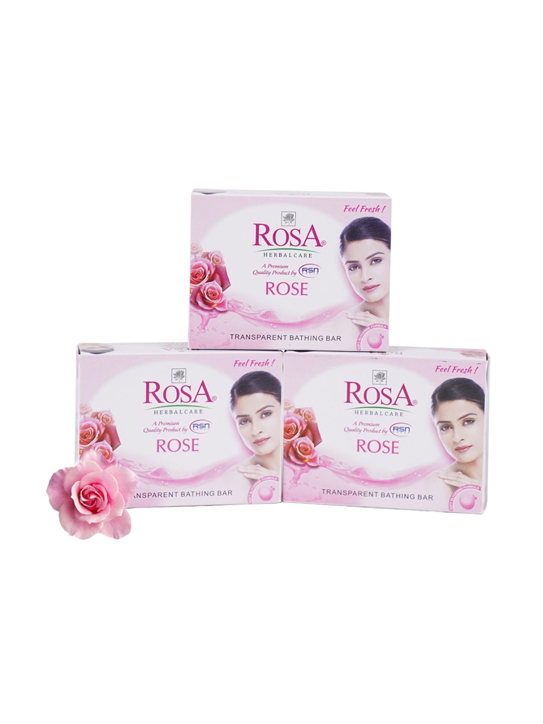 

ROSA Set Of 3 Rose & Glycerin Gel Soaps - 100 gm Each, Transparent