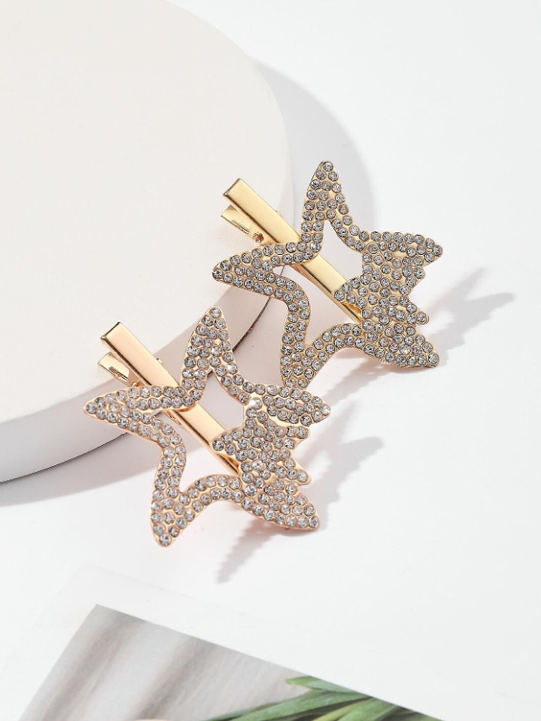 

BAESD Girls Set of 2 Embellished Alligator Hair Clip, Gold