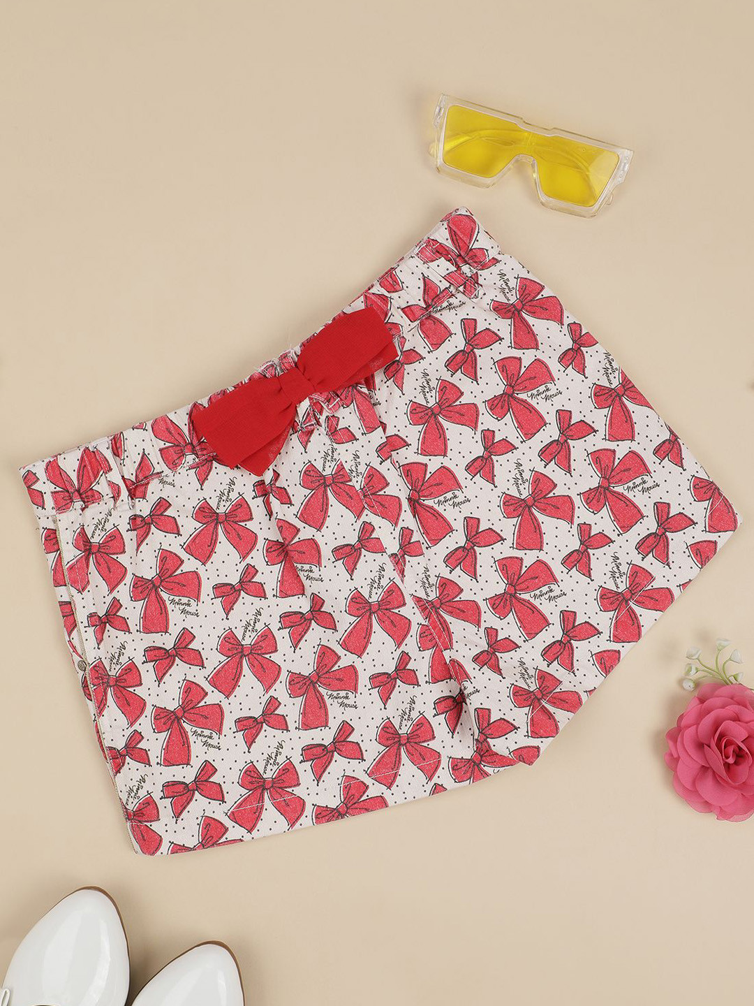 

One Friday Girls Red Printed Shorts