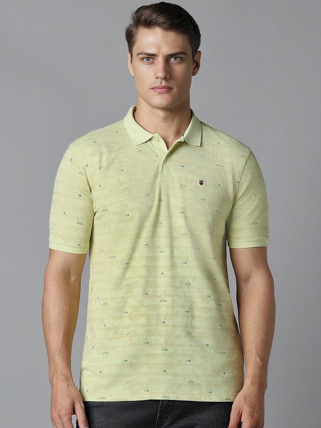 

Louis Philippe Jeans Men Polo Collar Cotton Slim Fit T-shirt, Green