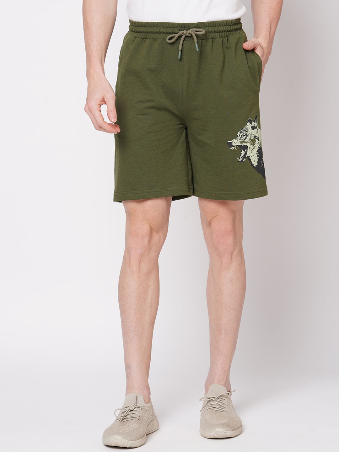 FiTZ Men Graphic Printed Outdoor Shorts, Green
