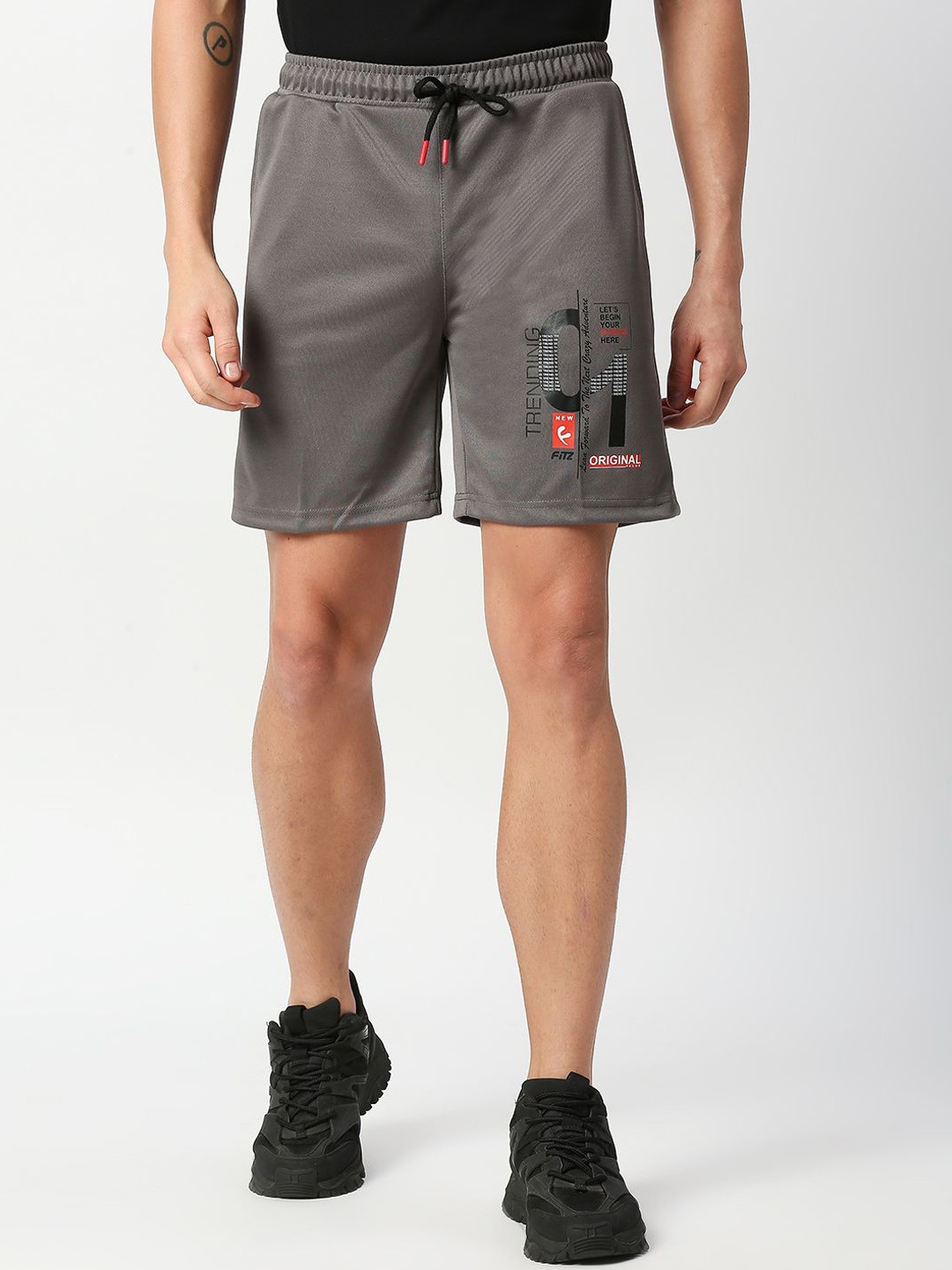 

FiTZ Men Mid-Rise Relaxed Fit Sports Shorts, Brown