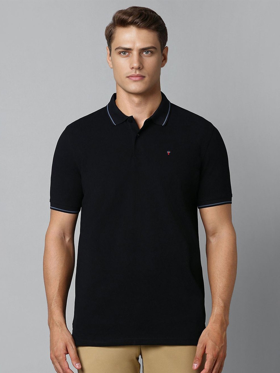 

Louis Philippe Sport Polo Collar Cotton Slim Fit T-shirt, Black