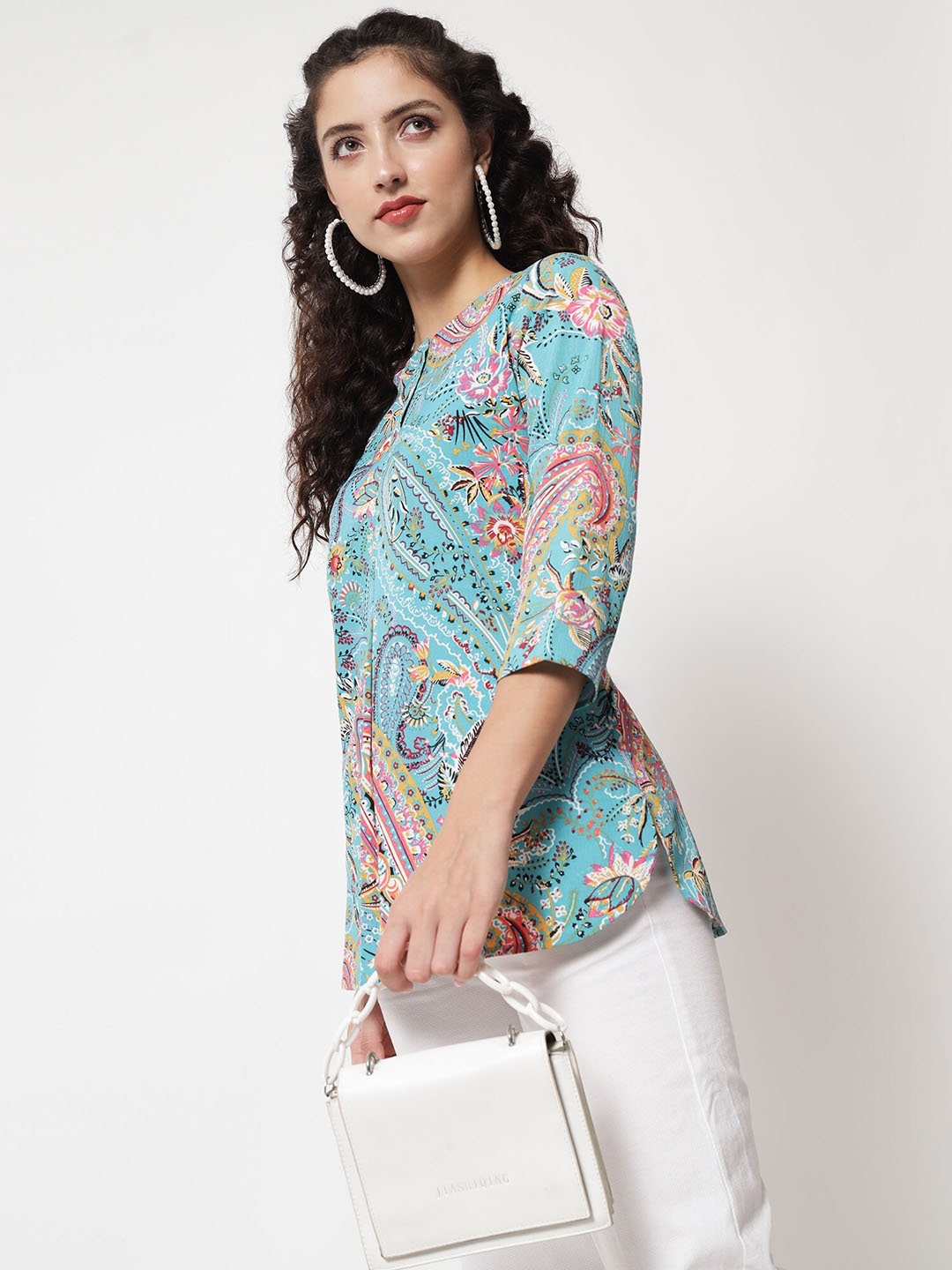 

Beatnik Women Ethnic Print Tunic, Blue