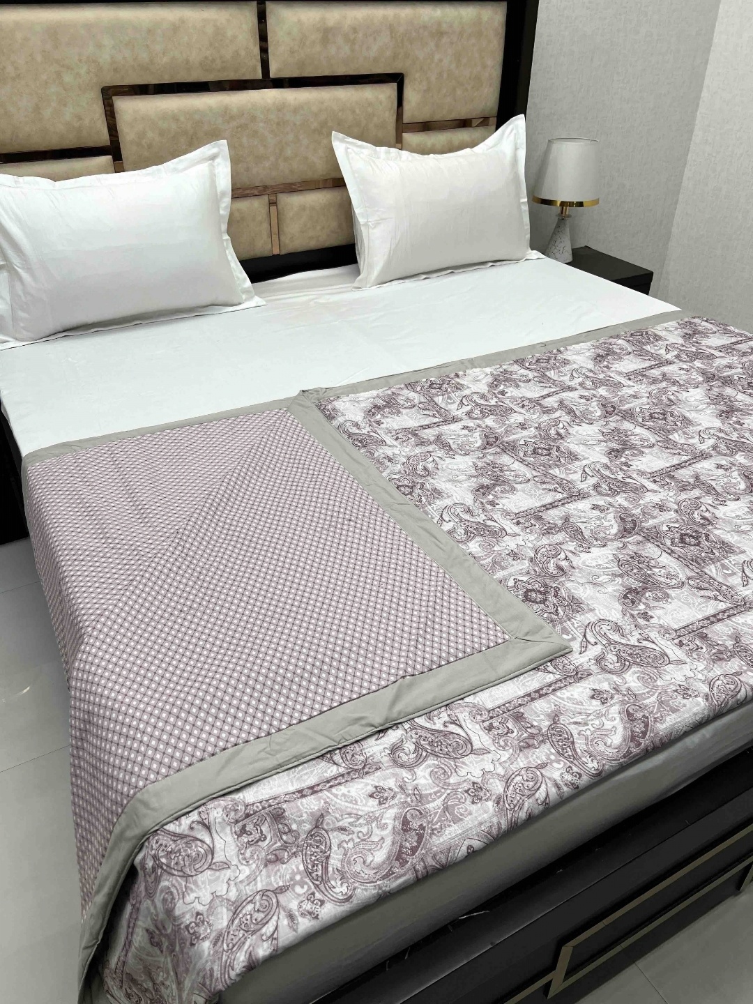 

Pure Decor Purple & Grey Ethnic Motifs AC Room 210 GSM Double Bed Dohar