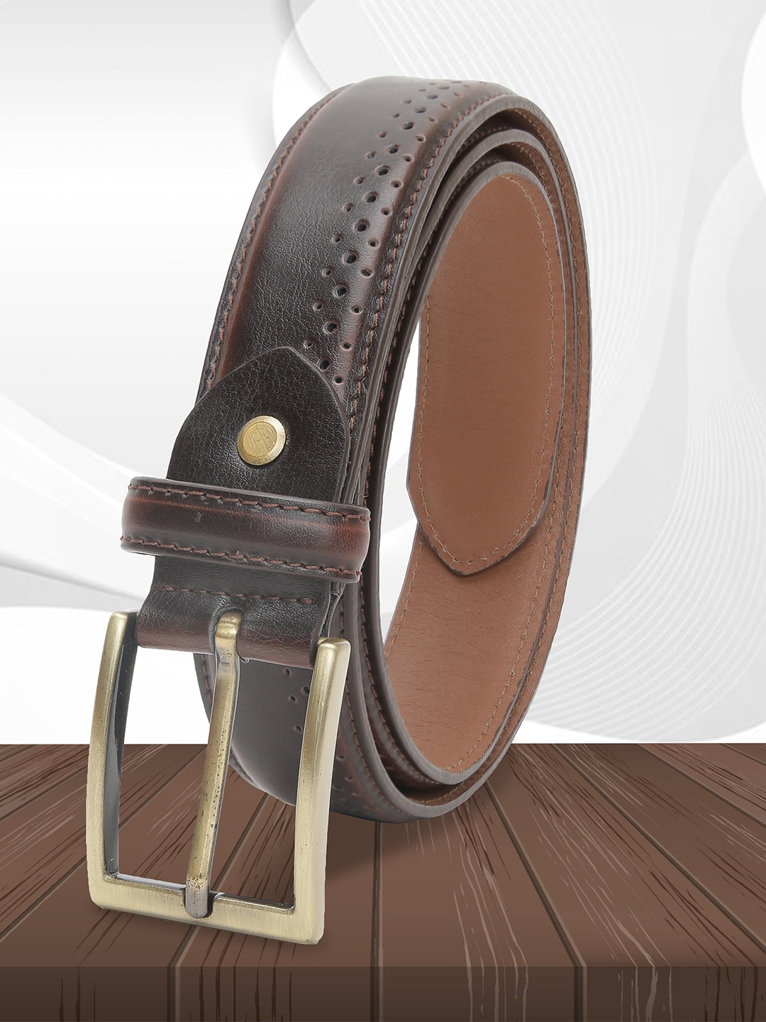 

INVICTUS Men Textured Leather Formal Belt, Brown
